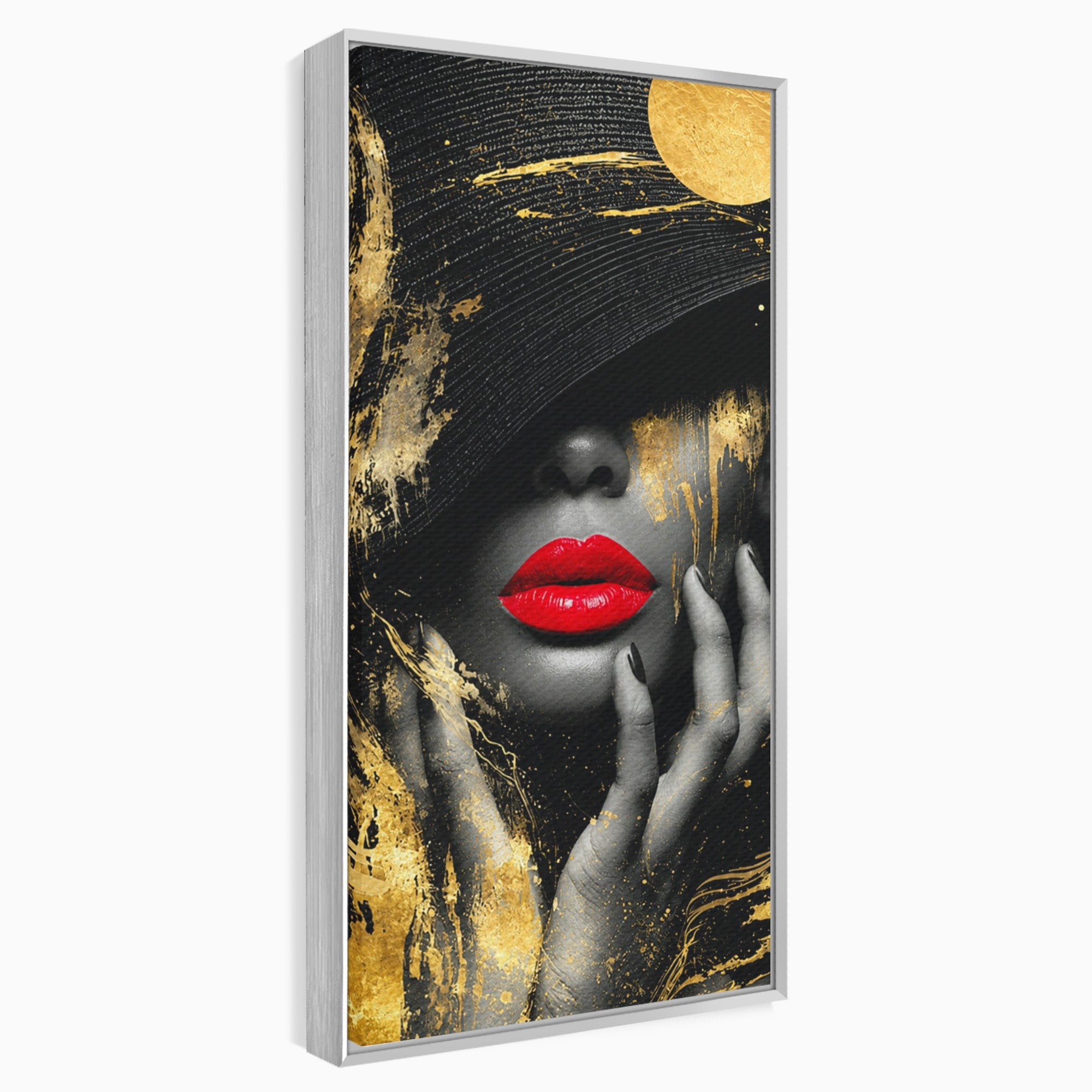 Tablou Canvas Premium LuxCanva® G1264, Eleganta Aurie, Portret, Eleganta, Modern, Femeie, Dormitor, Culori Vibrante