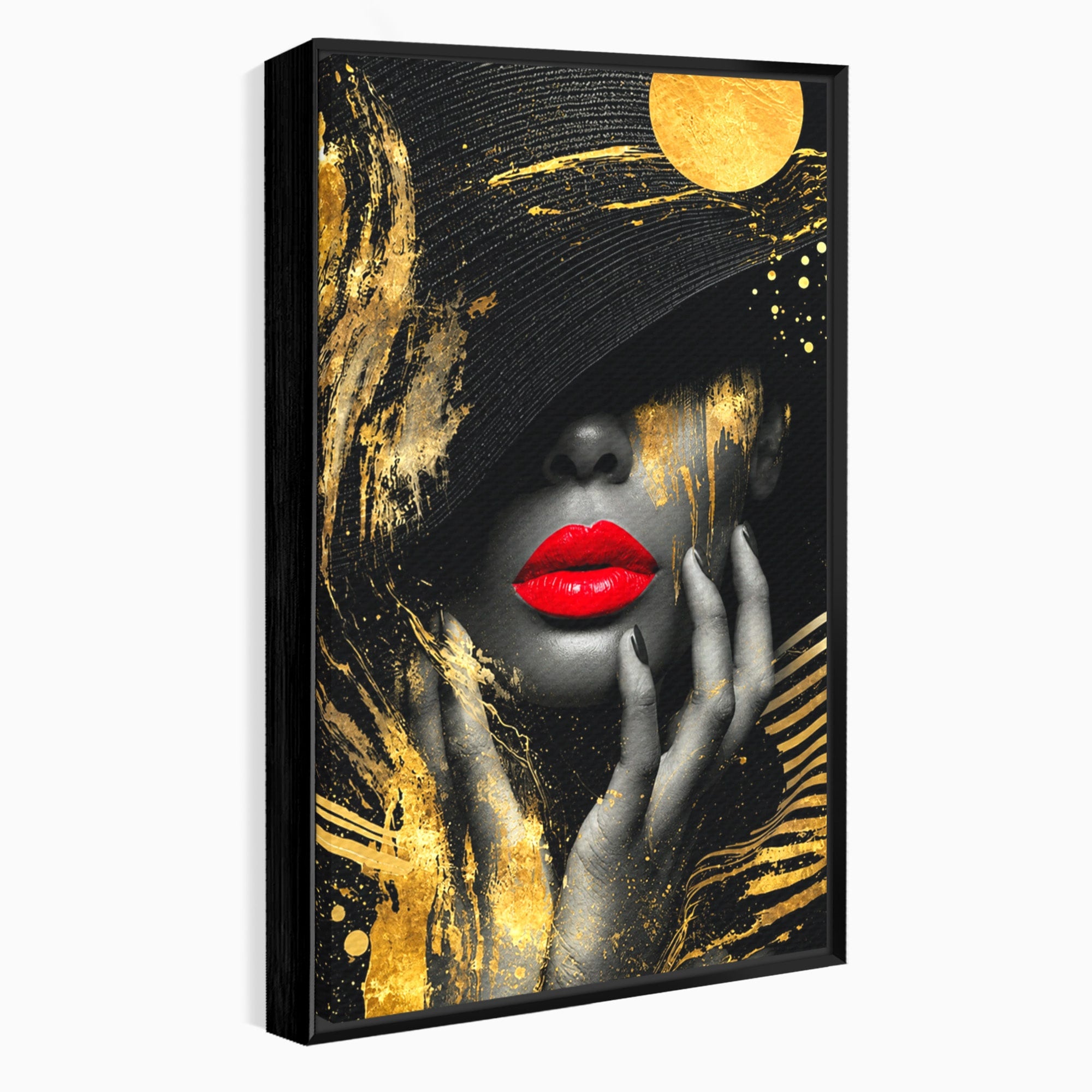 Tablou Canvas Premium LuxCanva® G1264, Eleganta Aurie, Portret, Eleganta, Modern, Femeie, Dormitor, Culori Vibrante
