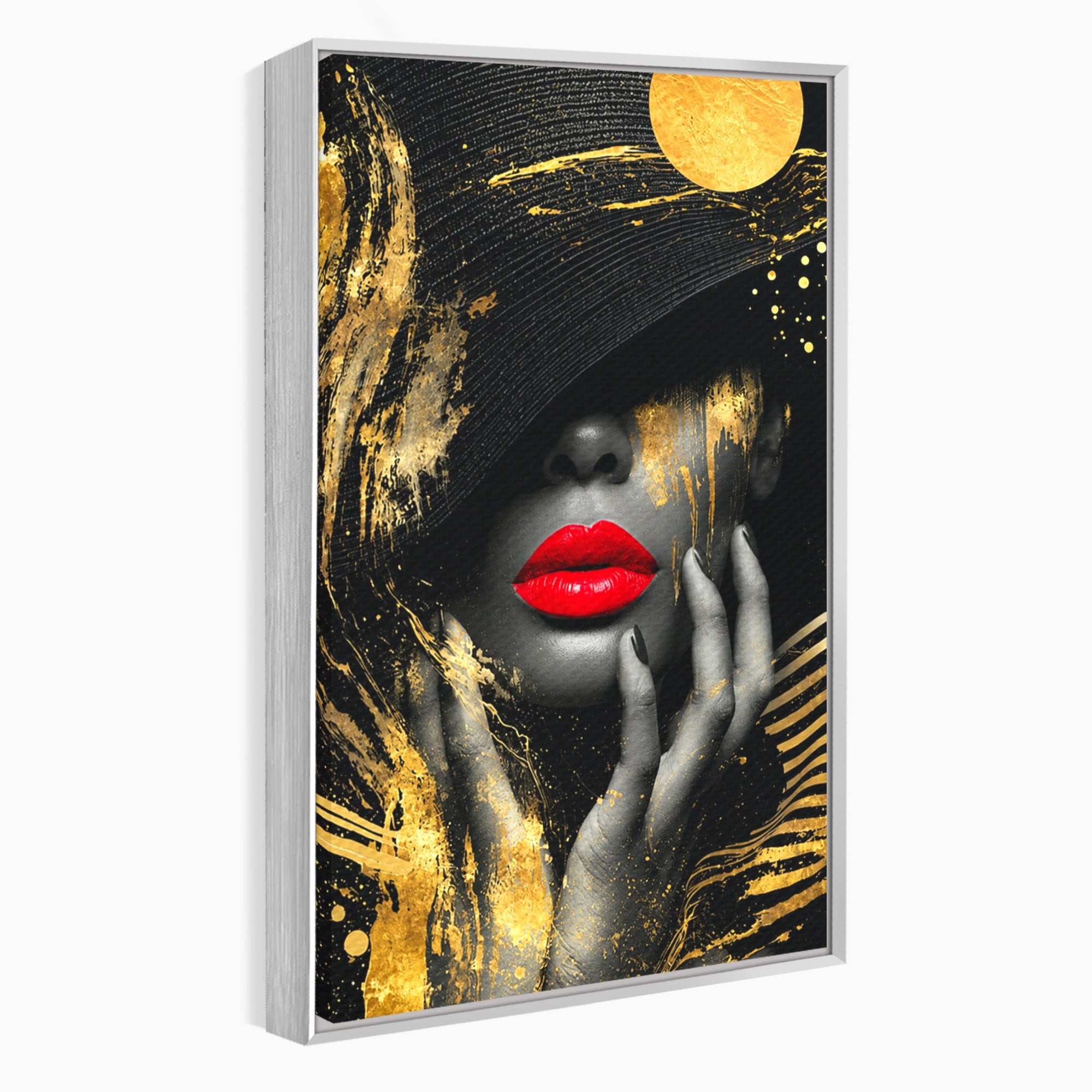 Tablou Canvas Premium LuxCanva® G1264, Eleganta Aurie, Portret, Eleganta, Modern, Femeie, Dormitor, Culori Vibrante