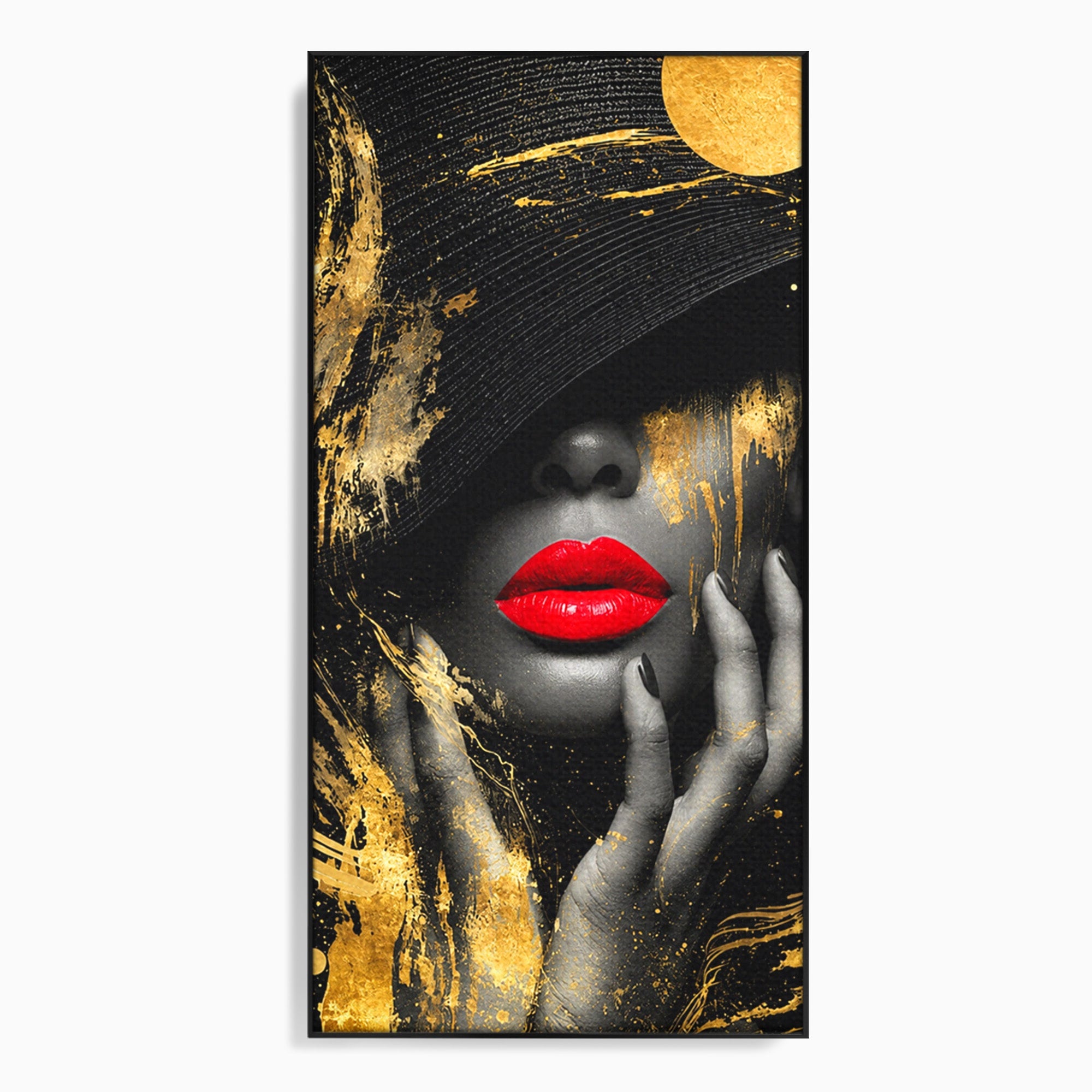 Tablou Canvas Premium LuxCanva® G1264, Eleganta Aurie, Portret, Eleganta, Modern, Femeie, Dormitor, Culori Vibrante