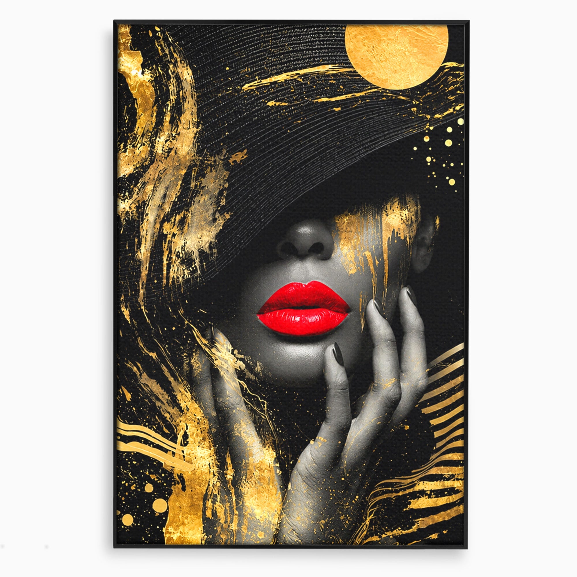 Tablou Canvas Premium LuxCanva® G1264, Eleganta Aurie, Portret, Eleganta, Modern, Femeie, Dormitor, Culori Vibrante