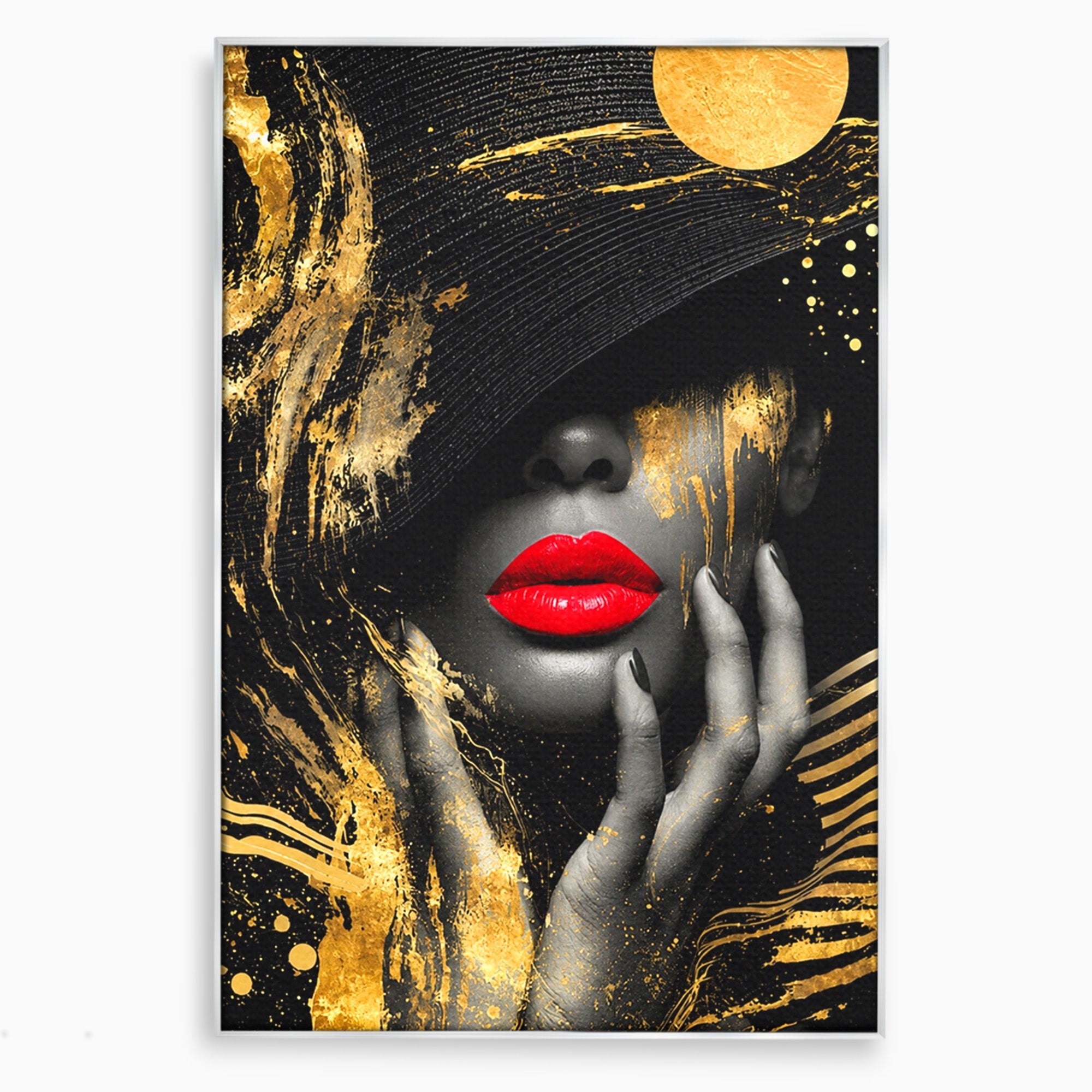 Tablou Canvas Premium LuxCanva® G1264, Eleganta Aurie, Portret, Eleganta, Modern, Femeie, Dormitor, Culori Vibrante