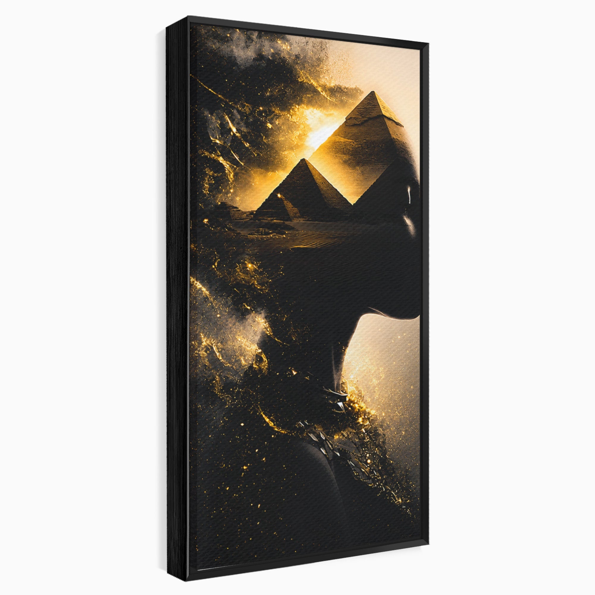 Tablou Canvas Premium LuxCanva® G1265, Misterul Piramidelor, Piramide, Silhouette, Femeie, Egipt, Mister, Living, Culori Vibrante