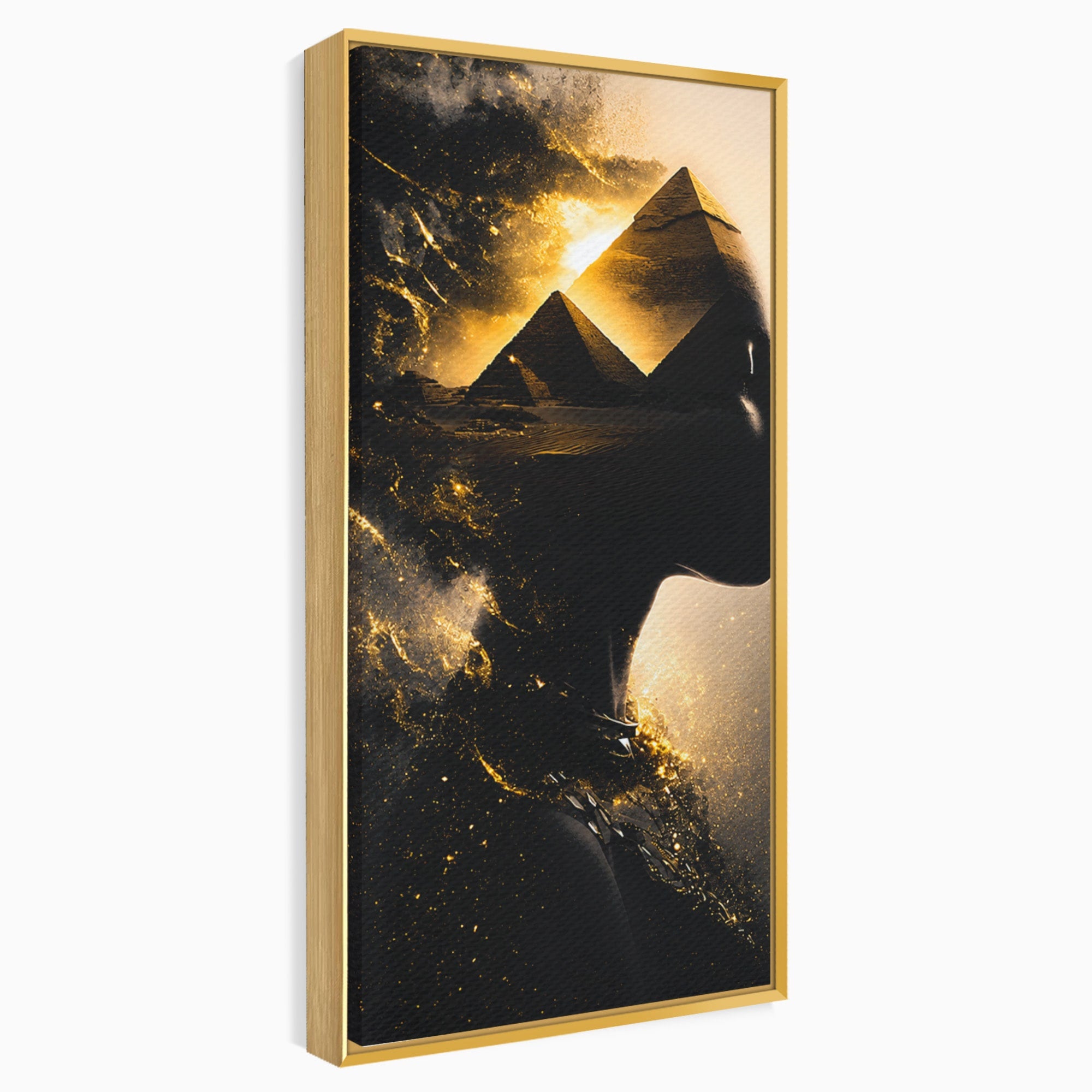Tablou Canvas Premium LuxCanva® G1265, Misterul Piramidelor, Piramide, Silhouette, Femeie, Egipt, Mister, Living, Culori Vibrante
