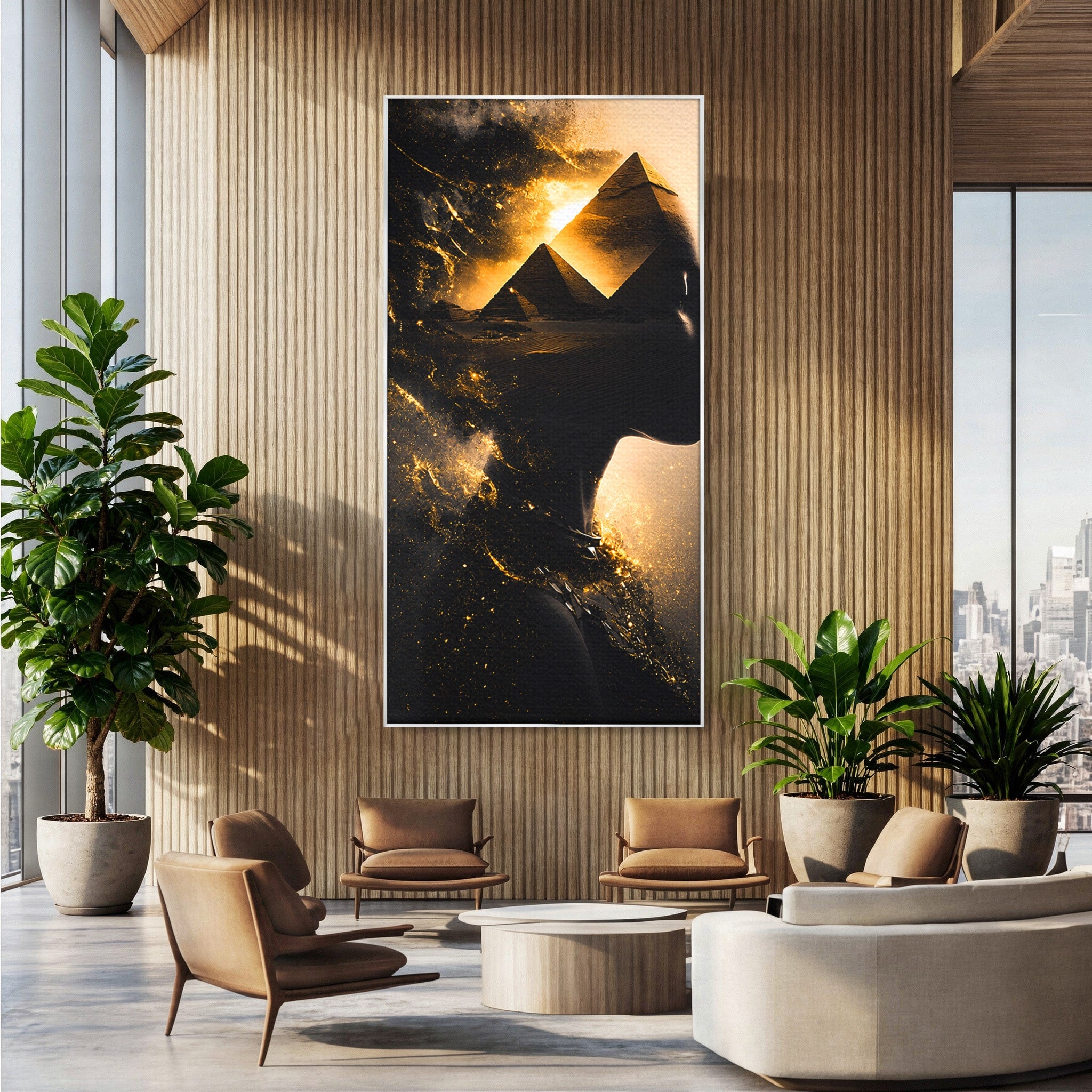 Tablou Canvas Premium LuxCanva® G1265, Misterul Piramidelor, Piramide, Silhouette, Femeie, Egipt, Mister, Living, Culori Vibrante
