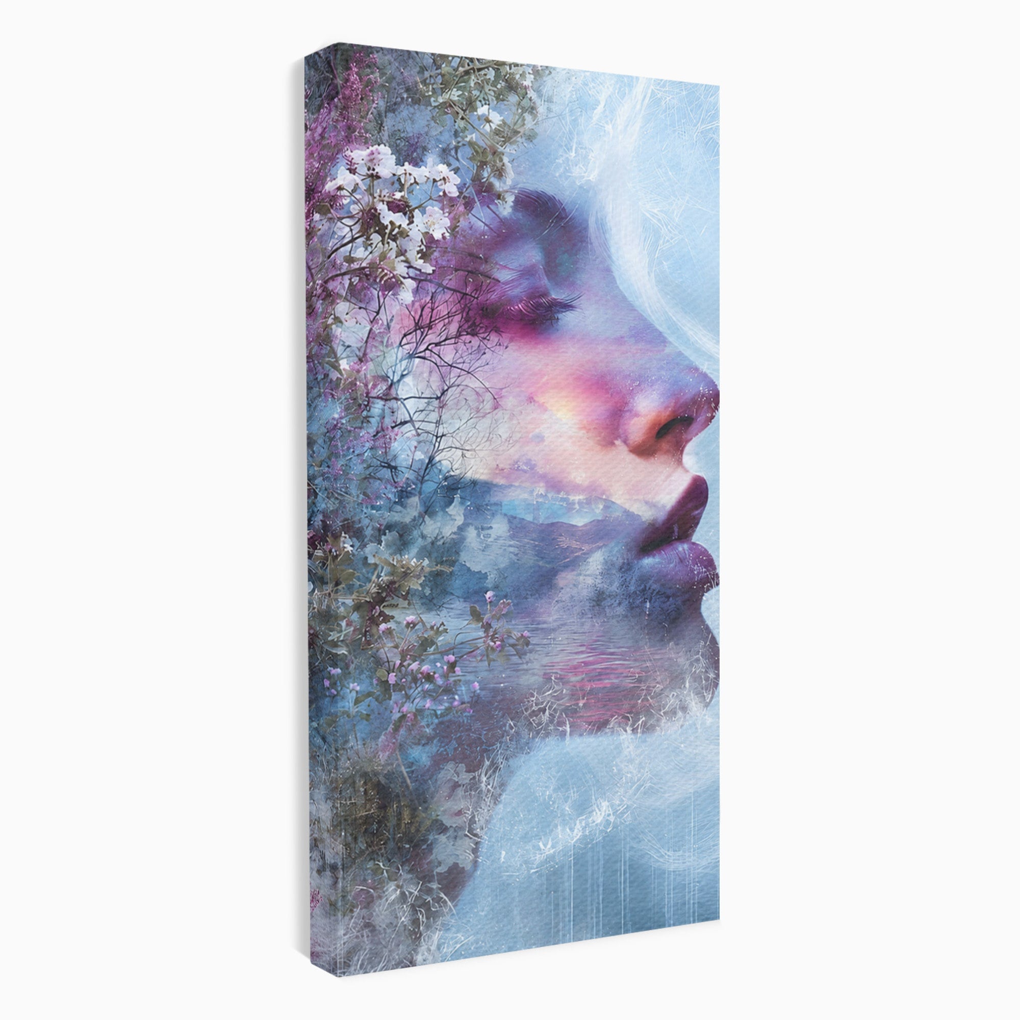 Tablou Canvas Premium LuxCanva® G1266, Visul Naturii, Portret, Femeie, Flori, Natura, Living, Culori Vibrante