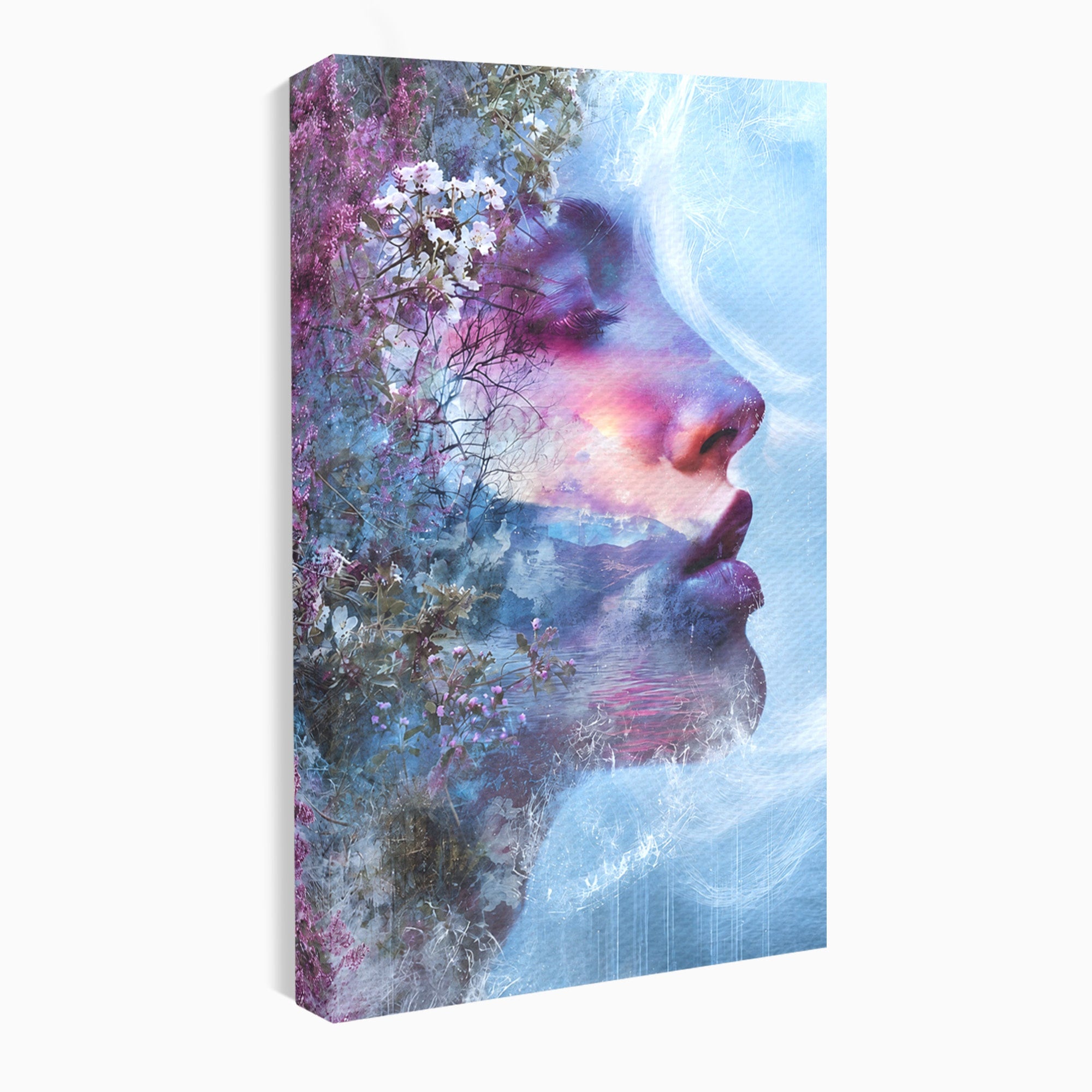 Tablou Canvas Premium LuxCanva® G1266, Visul Naturii, Portret, Femeie, Flori, Natura, Living, Culori Vibrante