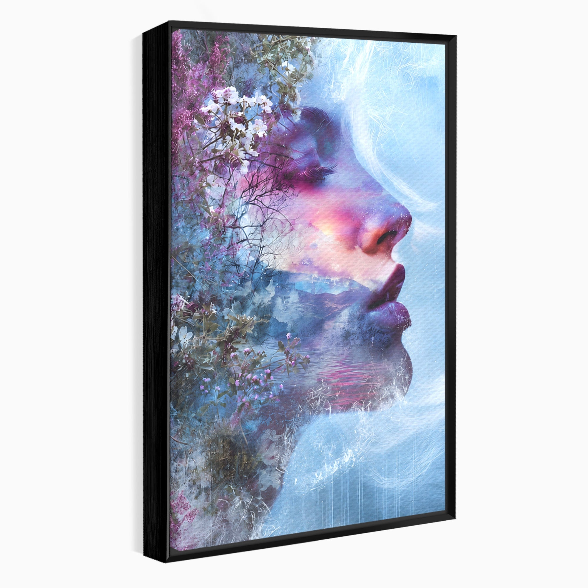 Tablou Canvas Premium LuxCanva® G1266, Visul Naturii, Portret, Femeie, Flori, Natura, Living, Culori Vibrante
