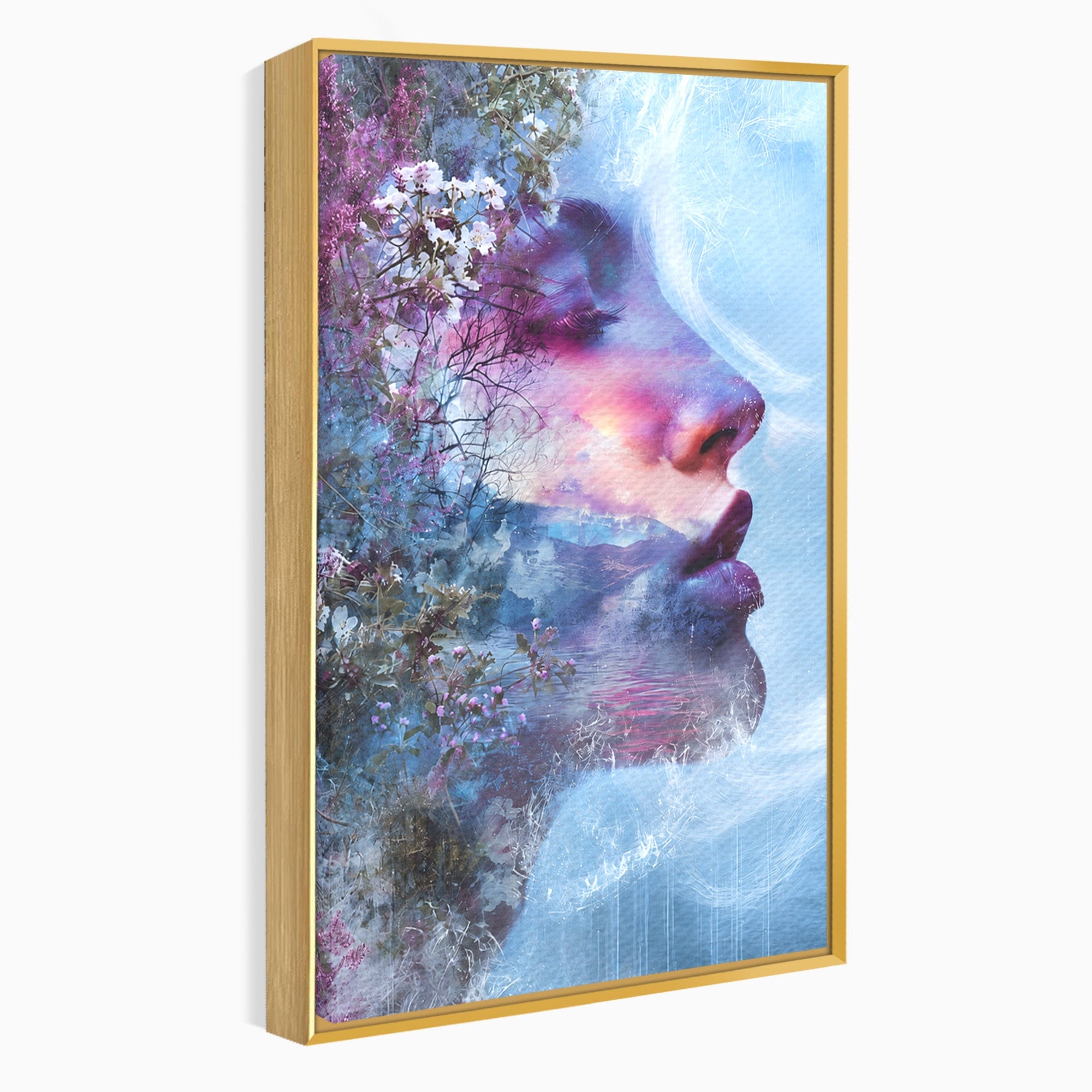 Tablou Canvas Premium LuxCanva® G1266, Visul Naturii, Portret, Femeie, Flori, Natura, Living, Culori Vibrante