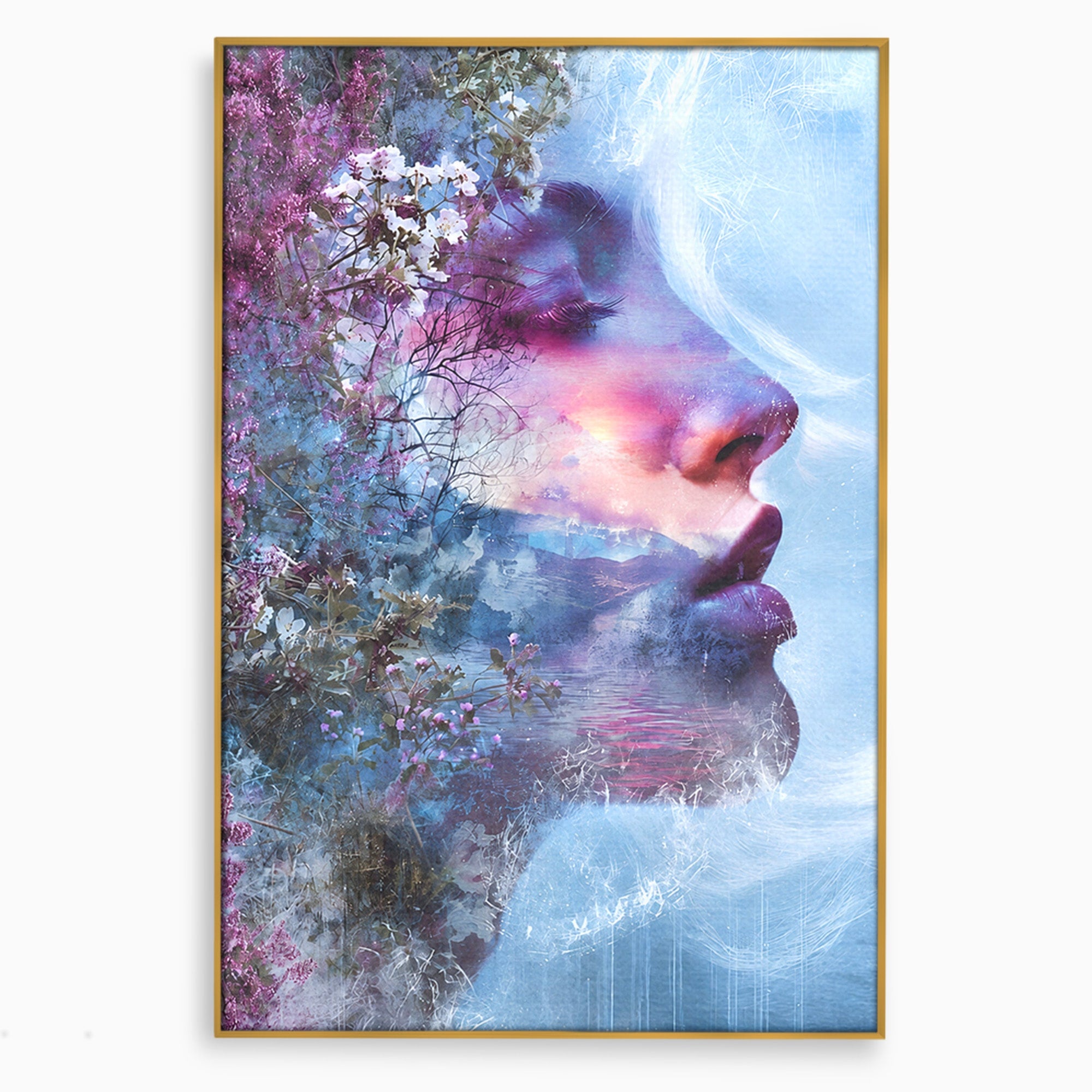 Tablou Canvas Premium LuxCanva® G1266, Visul Naturii, Portret, Femeie, Flori, Natura, Living, Culori Vibrante