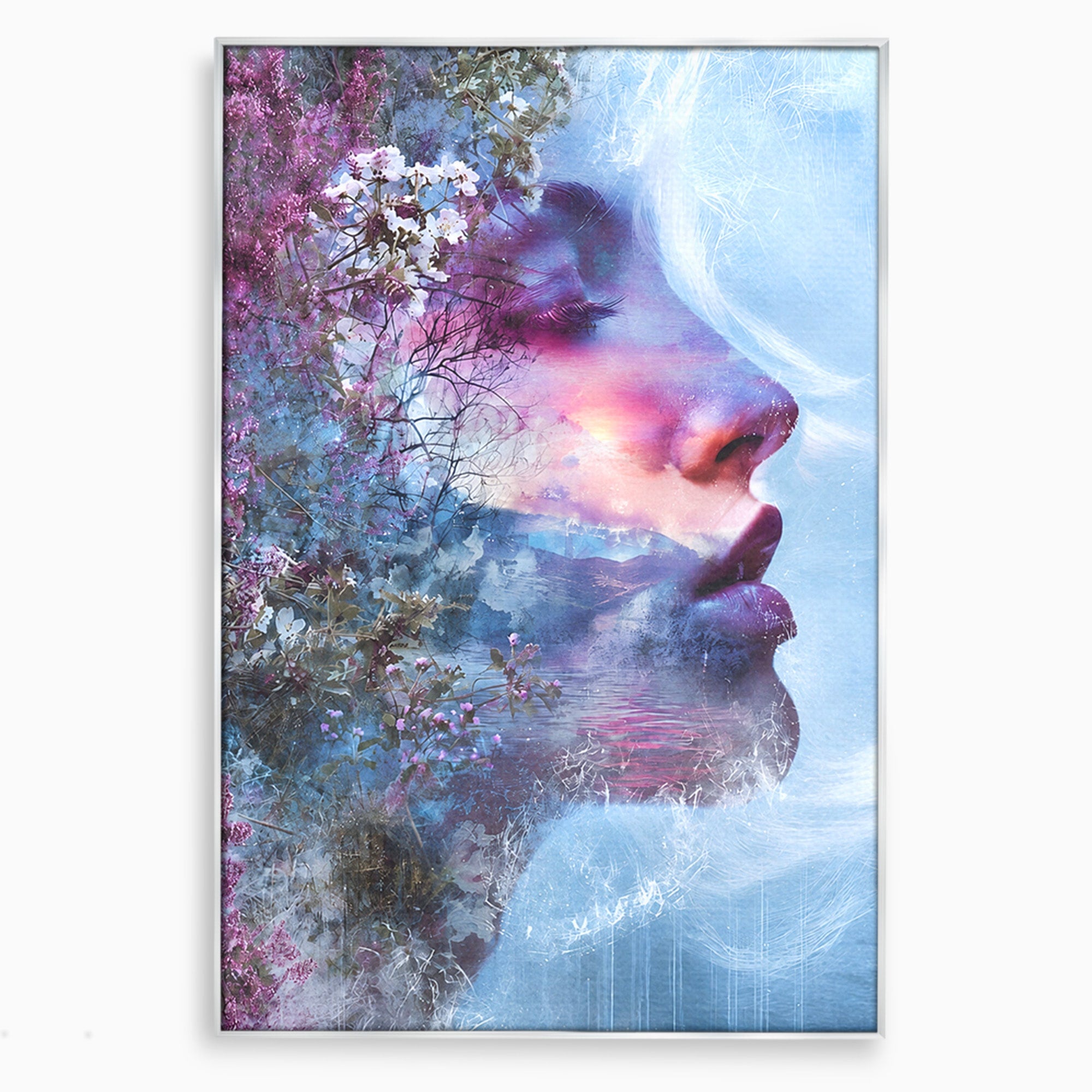 Tablou Canvas Premium LuxCanva® G1266, Visul Naturii, Portret, Femeie, Flori, Natura, Living, Culori Vibrante