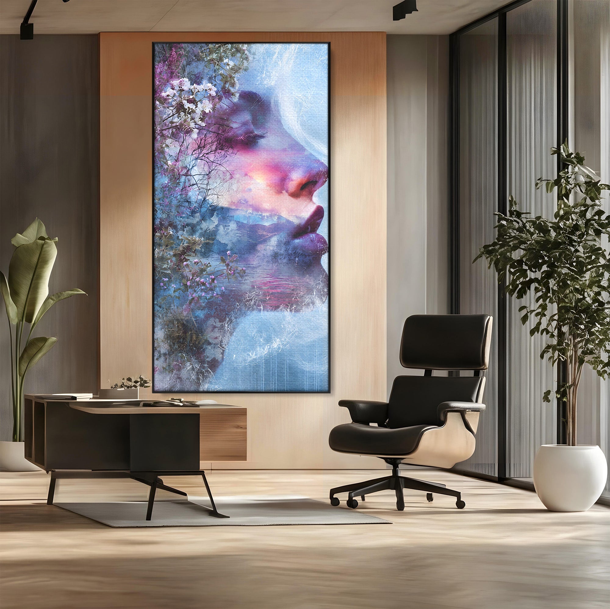 Tablou Canvas Premium LuxCanva® G1266, Visul Naturii, Portret, Femeie, Flori, Natura, Living, Culori Vibrante