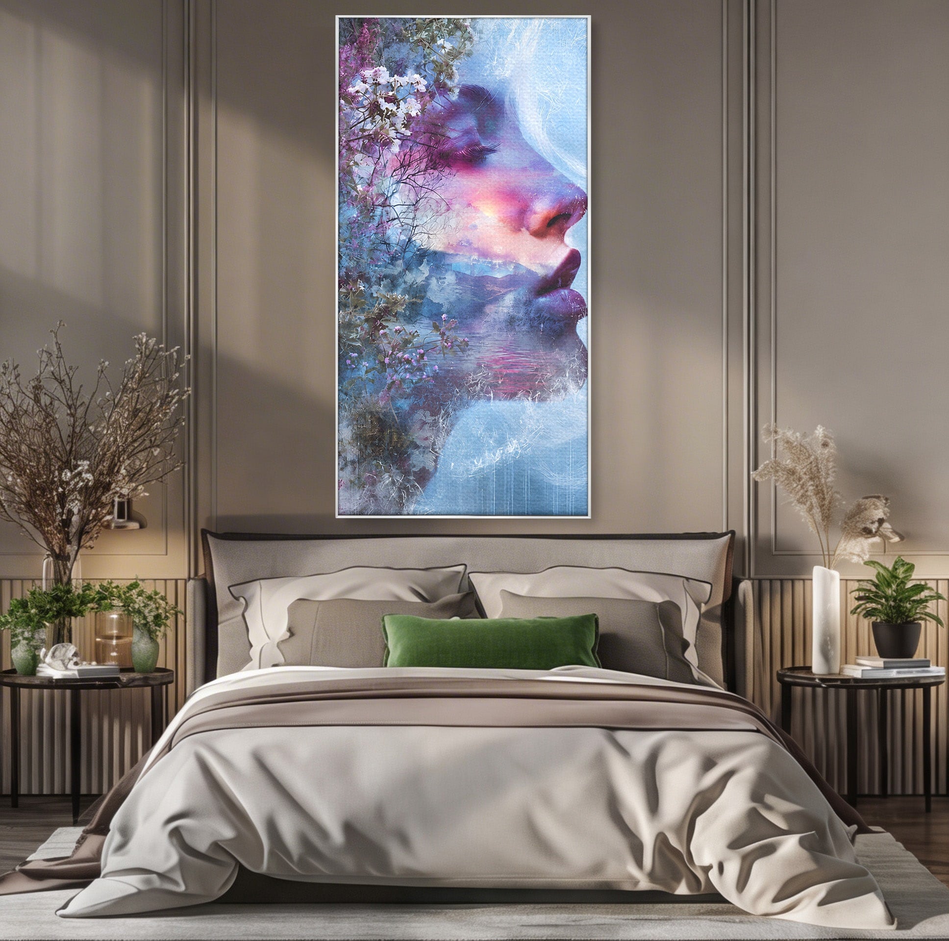 Tablou Canvas Premium LuxCanva® G1266, Visul Naturii, Portret, Femeie, Flori, Natura, Living, Culori Vibrante
