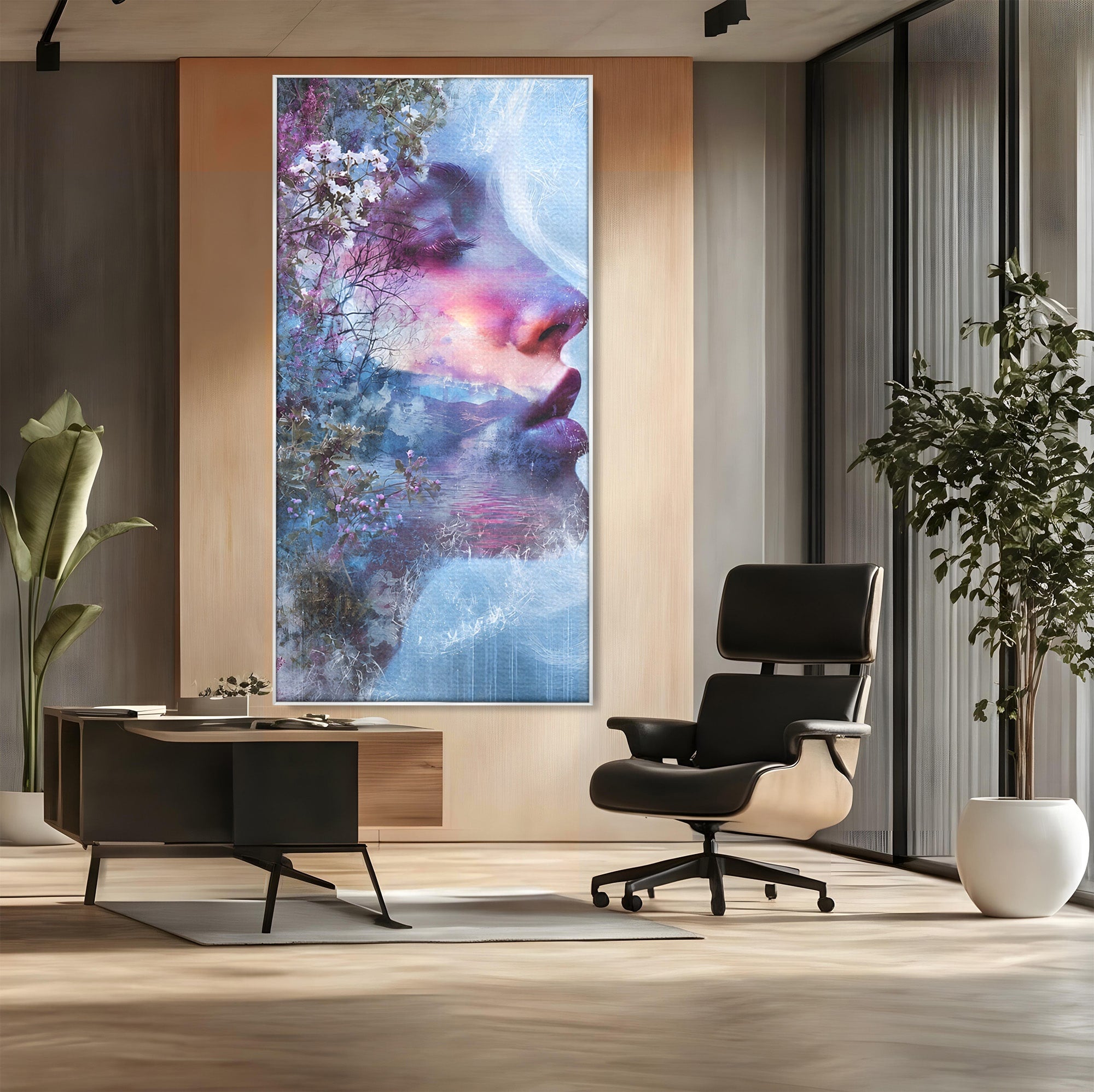 Tablou Canvas Premium LuxCanva® G1266, Visul Naturii, Portret, Femeie, Flori, Natura, Living, Culori Vibrante