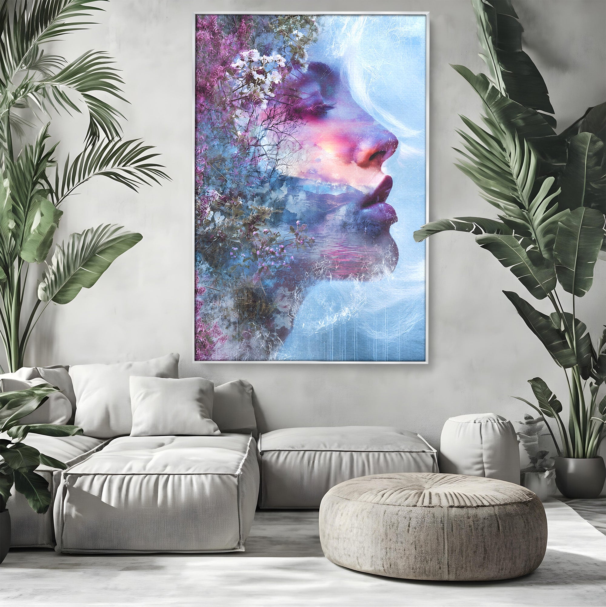 Tablou Canvas Premium LuxCanva® G1266, Visul Naturii, Portret, Femeie, Flori, Natura, Living, Culori Vibrante