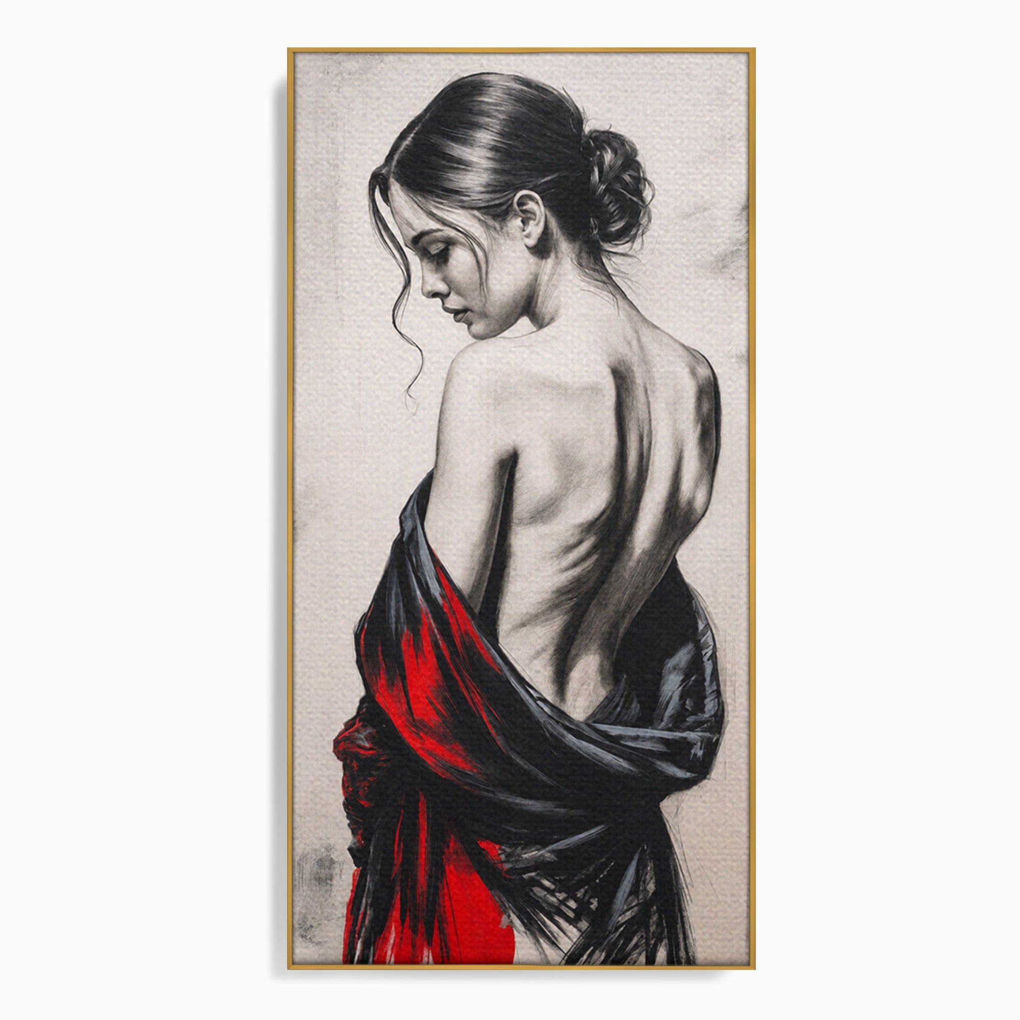 Tablou Canvas Premium LuxCanva® G1268, Femeie In Sfumato, Femeie, Portret, Sfumato, Eleganta, Dormitor, Culori Vibrante