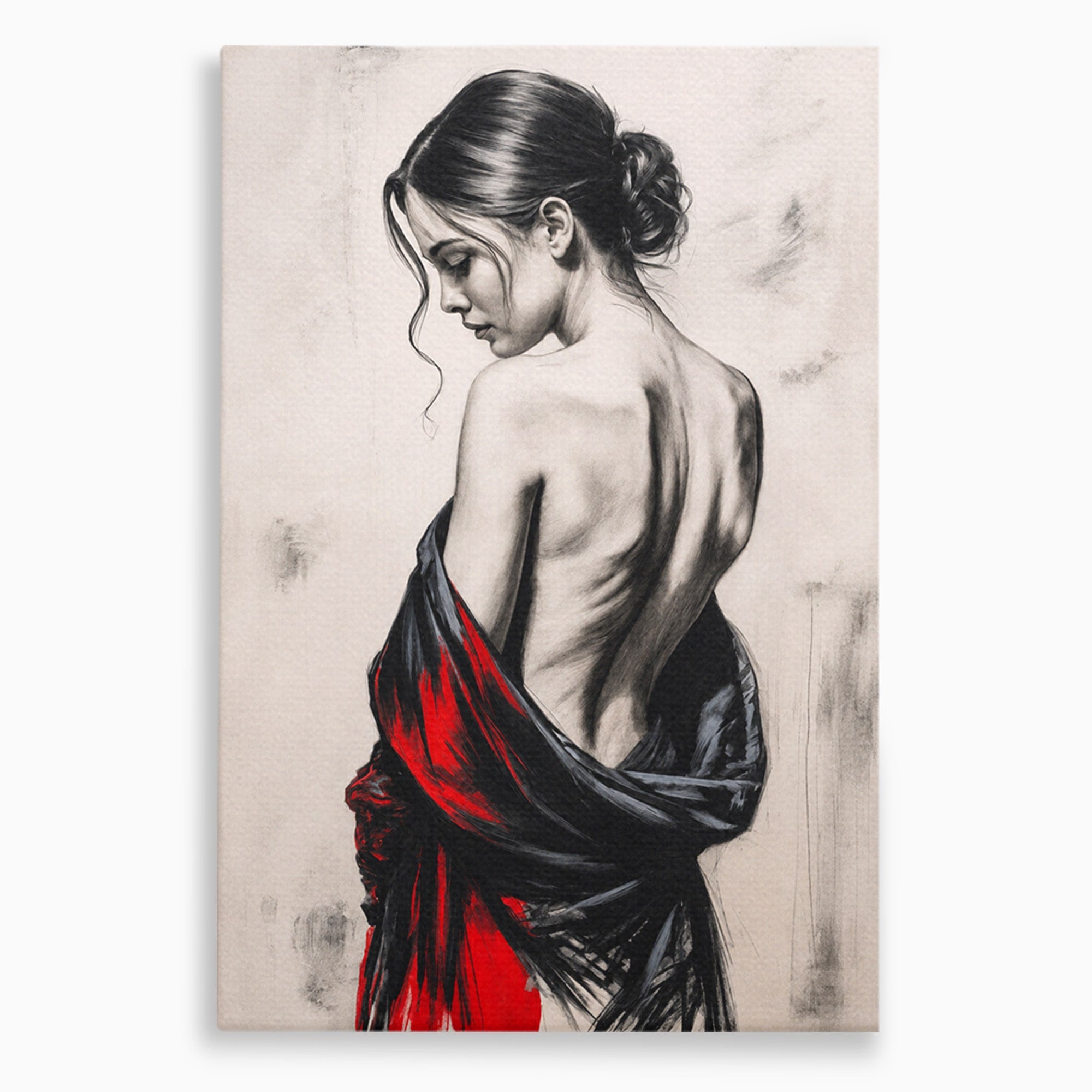 Tablou Canvas Premium LuxCanva® G1268, Femeie In Sfumato, Femeie, Portret, Sfumato, Eleganta, Dormitor, Culori Vibrante