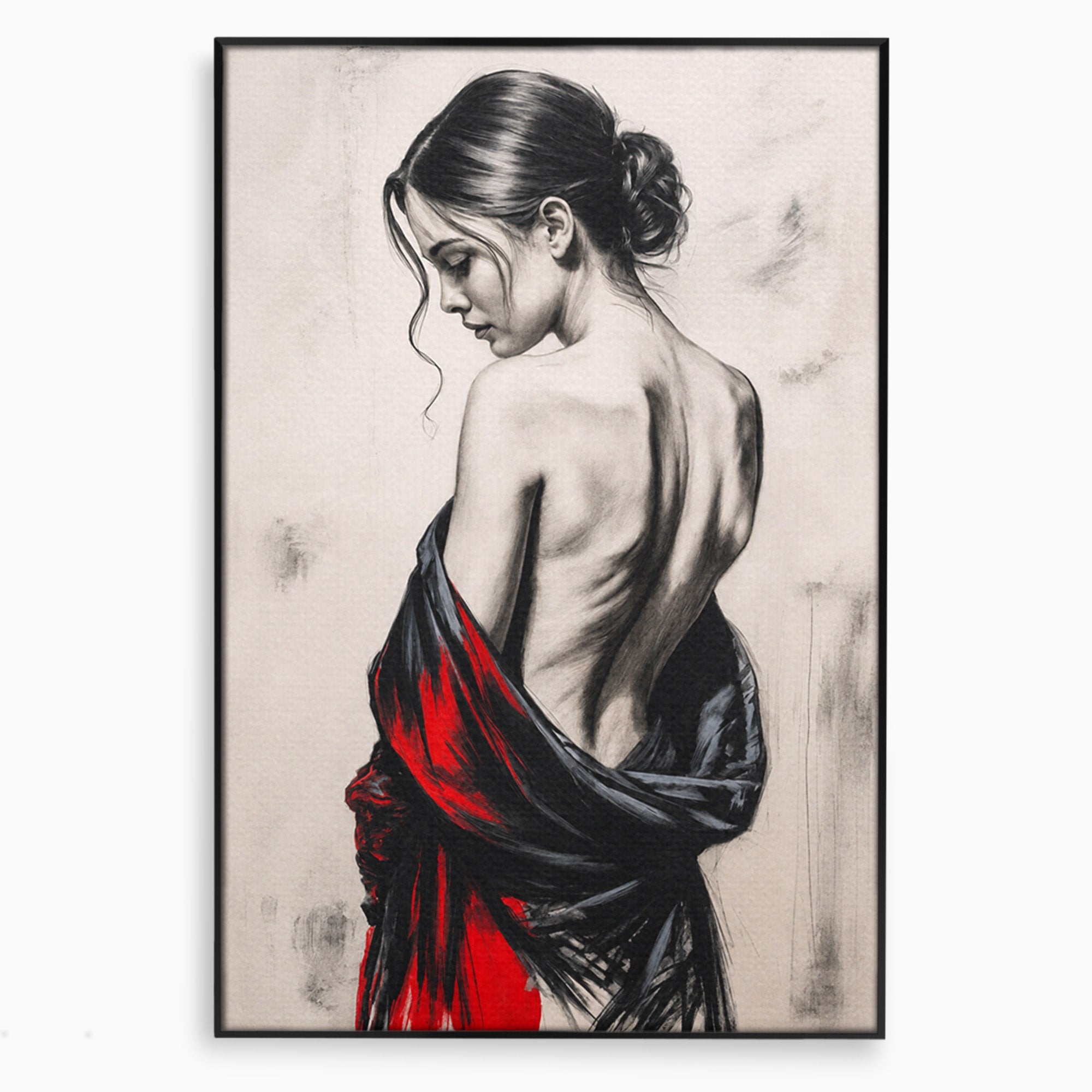 Tablou Canvas Premium LuxCanva® G1268, Femeie In Sfumato, Femeie, Portret, Sfumato, Eleganta, Dormitor, Culori Vibrante