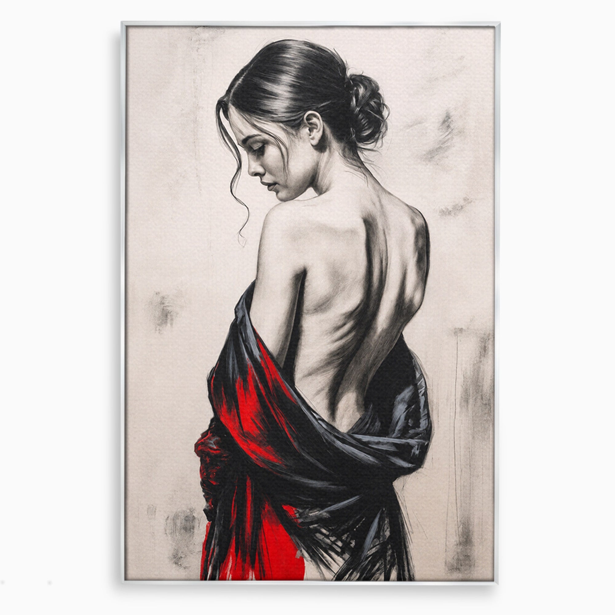 Tablou Canvas Premium LuxCanva® G1268, Femeie In Sfumato, Femeie, Portret, Sfumato, Eleganta, Dormitor, Culori Vibrante