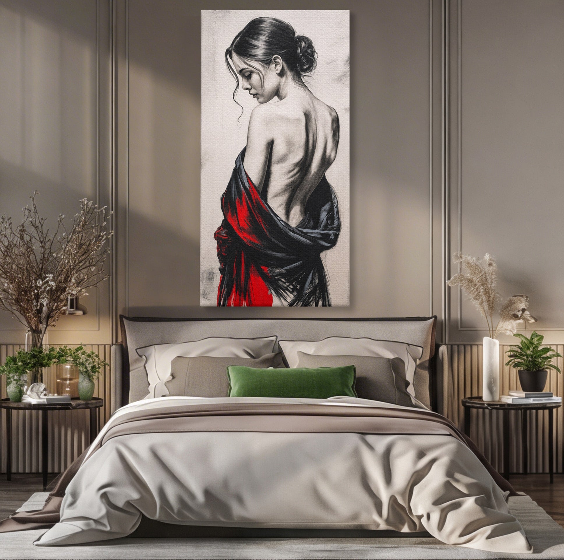 Tablou Canvas Premium LuxCanva® G1268, Femeie In Sfumato, Femeie, Portret, Sfumato, Eleganta, Dormitor, Culori Vibrante
