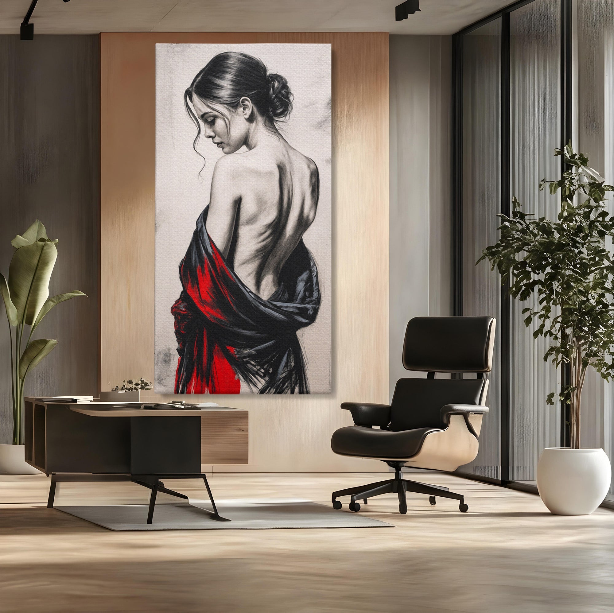 Tablou Canvas Premium LuxCanva® G1268, Femeie In Sfumato, Femeie, Portret, Sfumato, Eleganta, Dormitor, Culori Vibrante