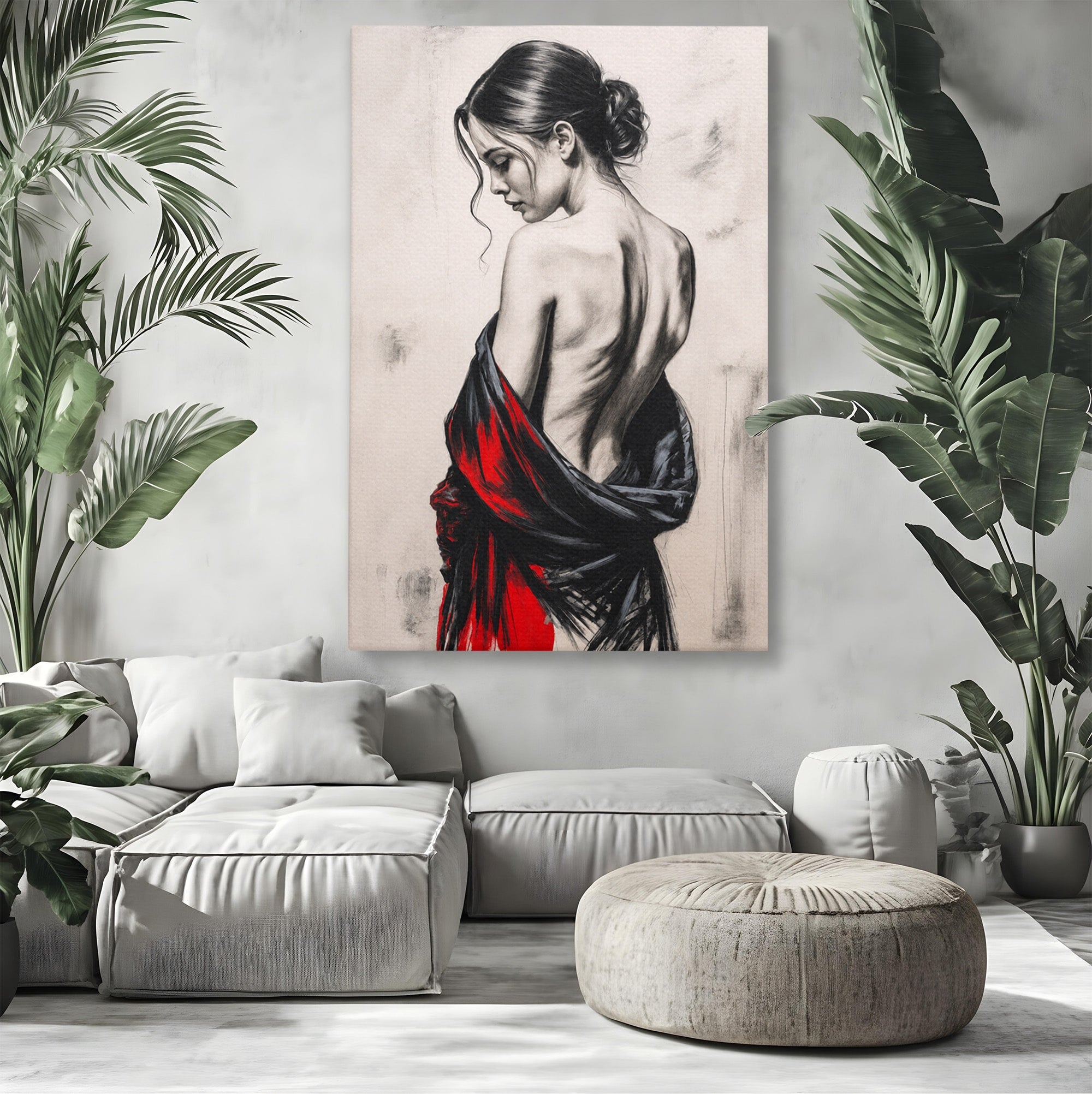 Tablou Canvas Premium LuxCanva® G1268, Femeie In Sfumato, Femeie, Portret, Sfumato, Eleganta, Dormitor, Culori Vibrante