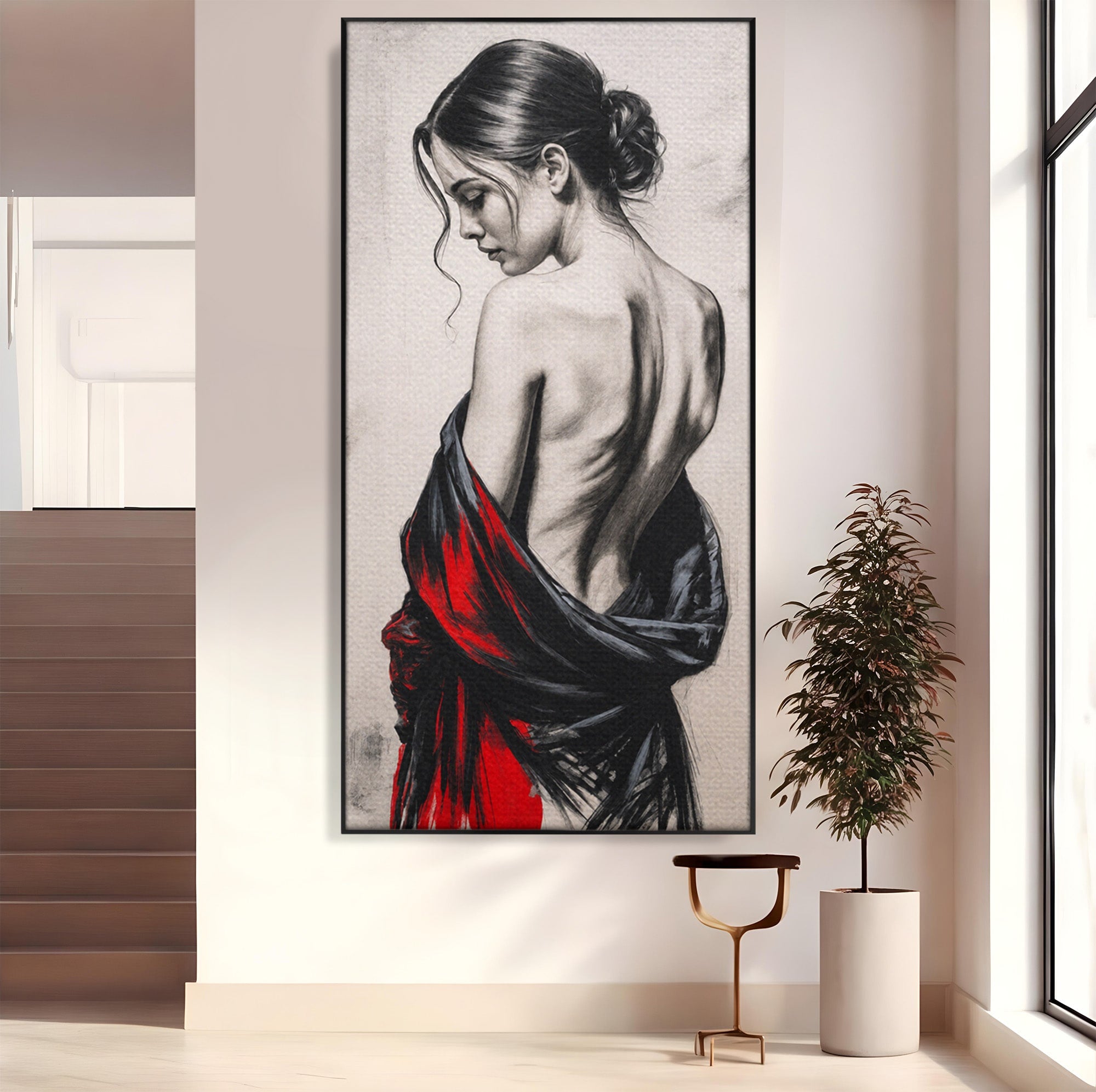 Tablou Canvas Premium LuxCanva® G1268, Femeie In Sfumato, Femeie, Portret, Sfumato, Eleganta, Dormitor, Culori Vibrante
