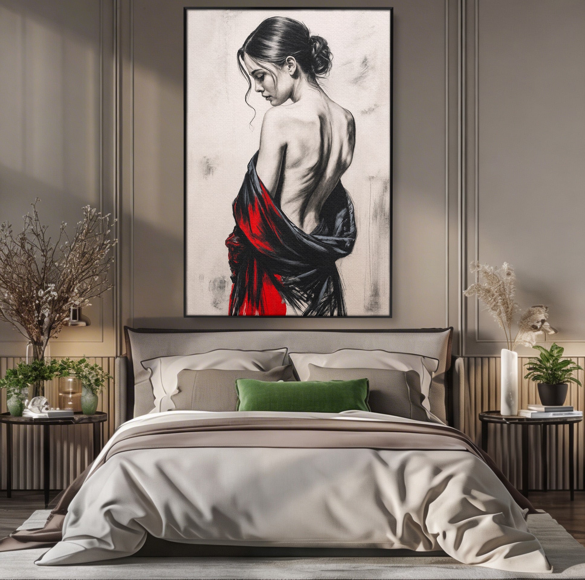 Tablou Canvas Premium LuxCanva® G1268, Femeie In Sfumato, Femeie, Portret, Sfumato, Eleganta, Dormitor, Culori Vibrante