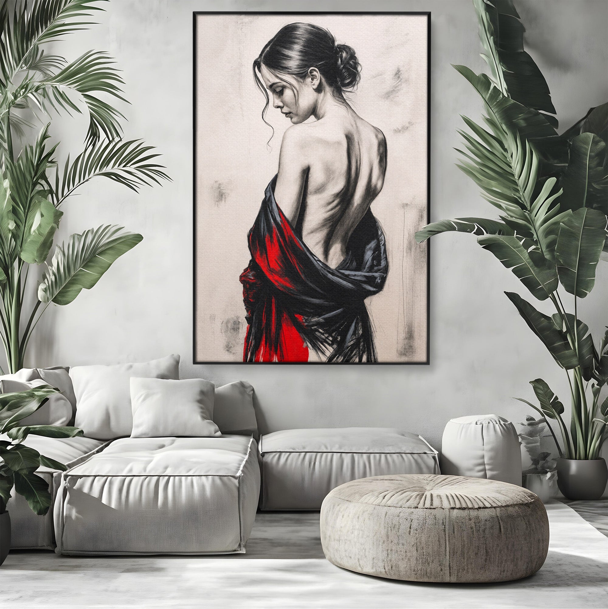 Tablou Canvas Premium LuxCanva® G1268, Femeie In Sfumato, Femeie, Portret, Sfumato, Eleganta, Dormitor, Culori Vibrante