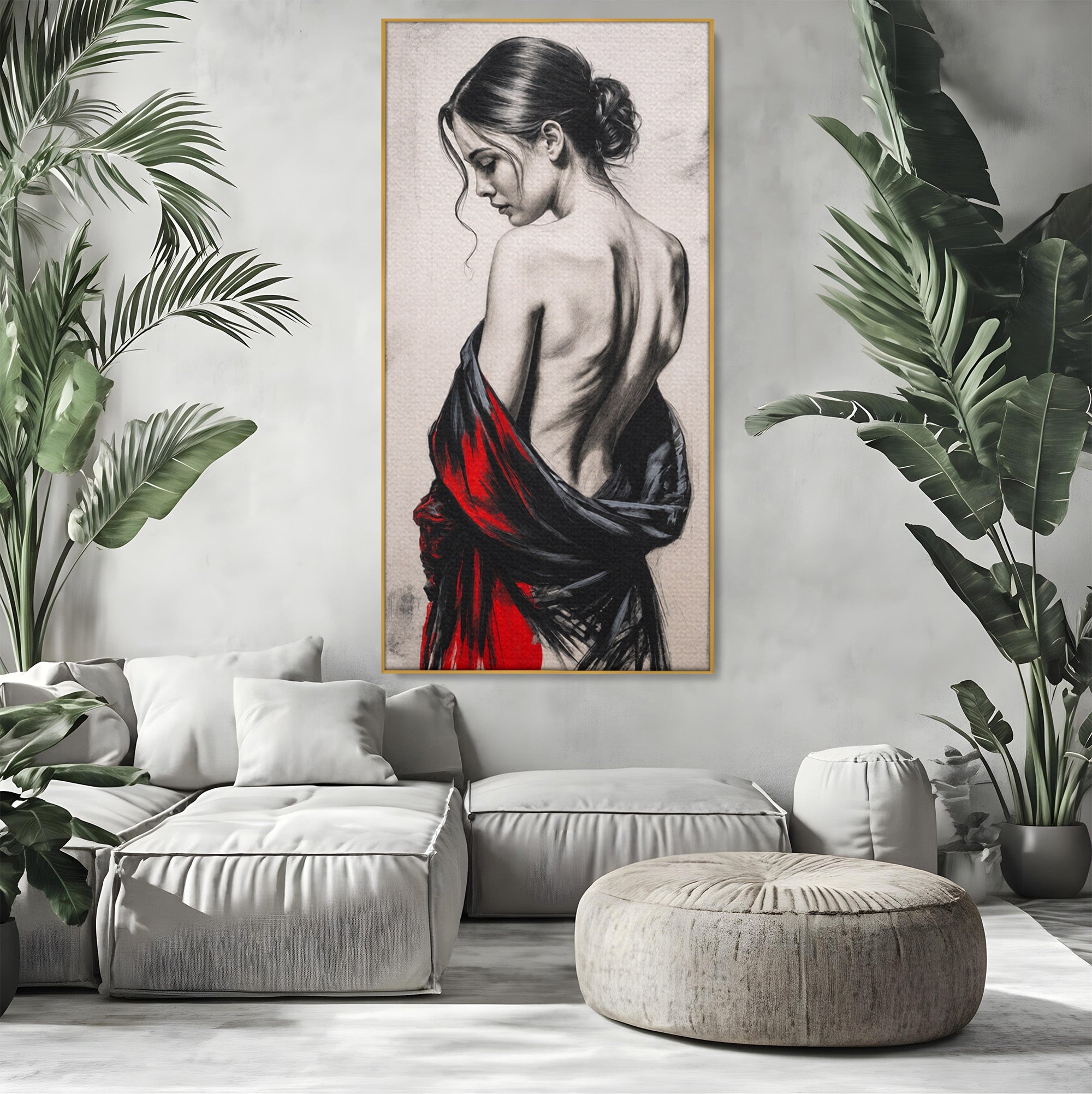 Tablou Canvas Premium LuxCanva® G1268, Femeie In Sfumato, Femeie, Portret, Sfumato, Eleganta, Dormitor, Culori Vibrante