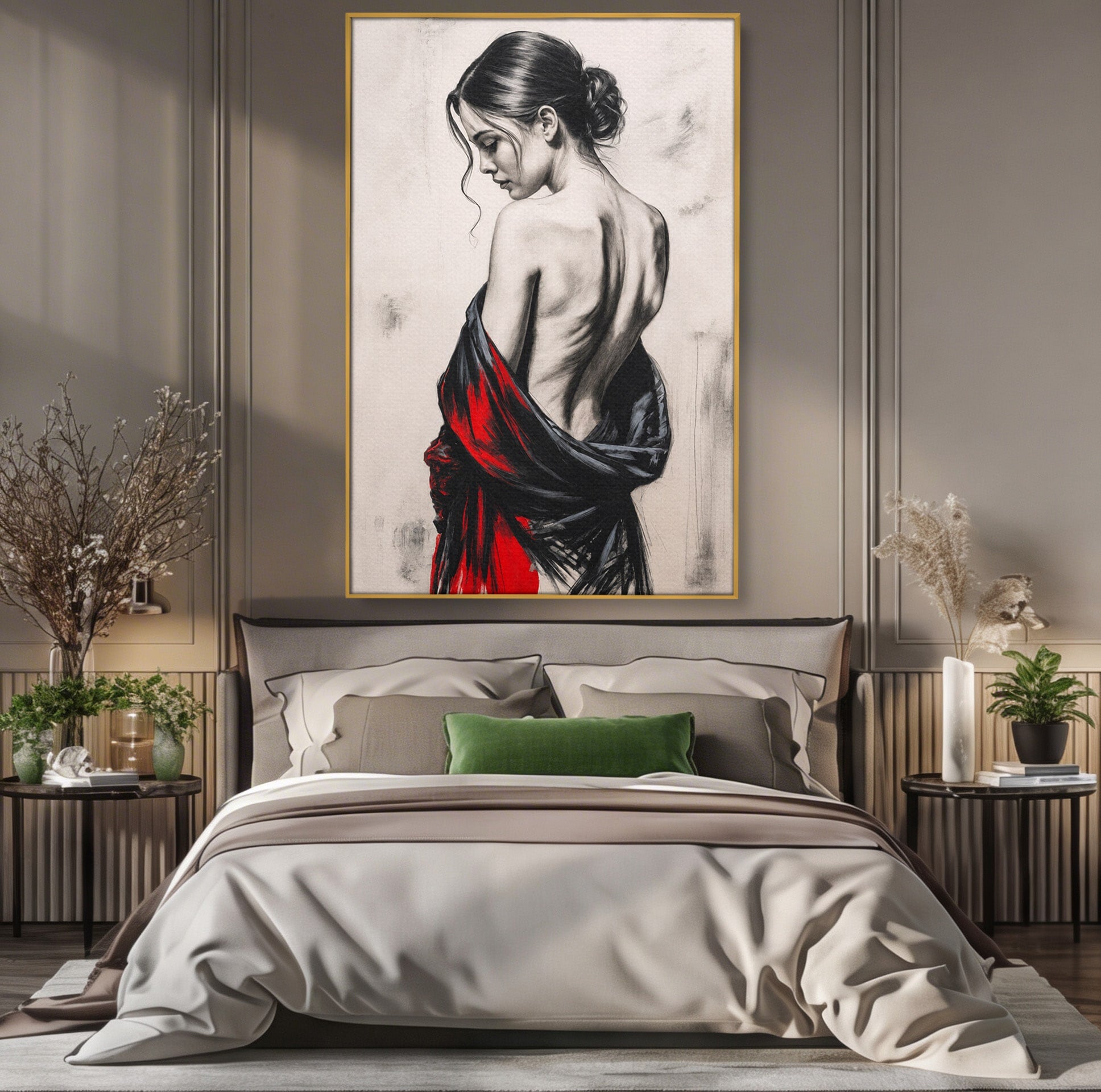 Tablou Canvas Premium LuxCanva® G1268, Femeie In Sfumato, Femeie, Portret, Sfumato, Eleganta, Dormitor, Culori Vibrante