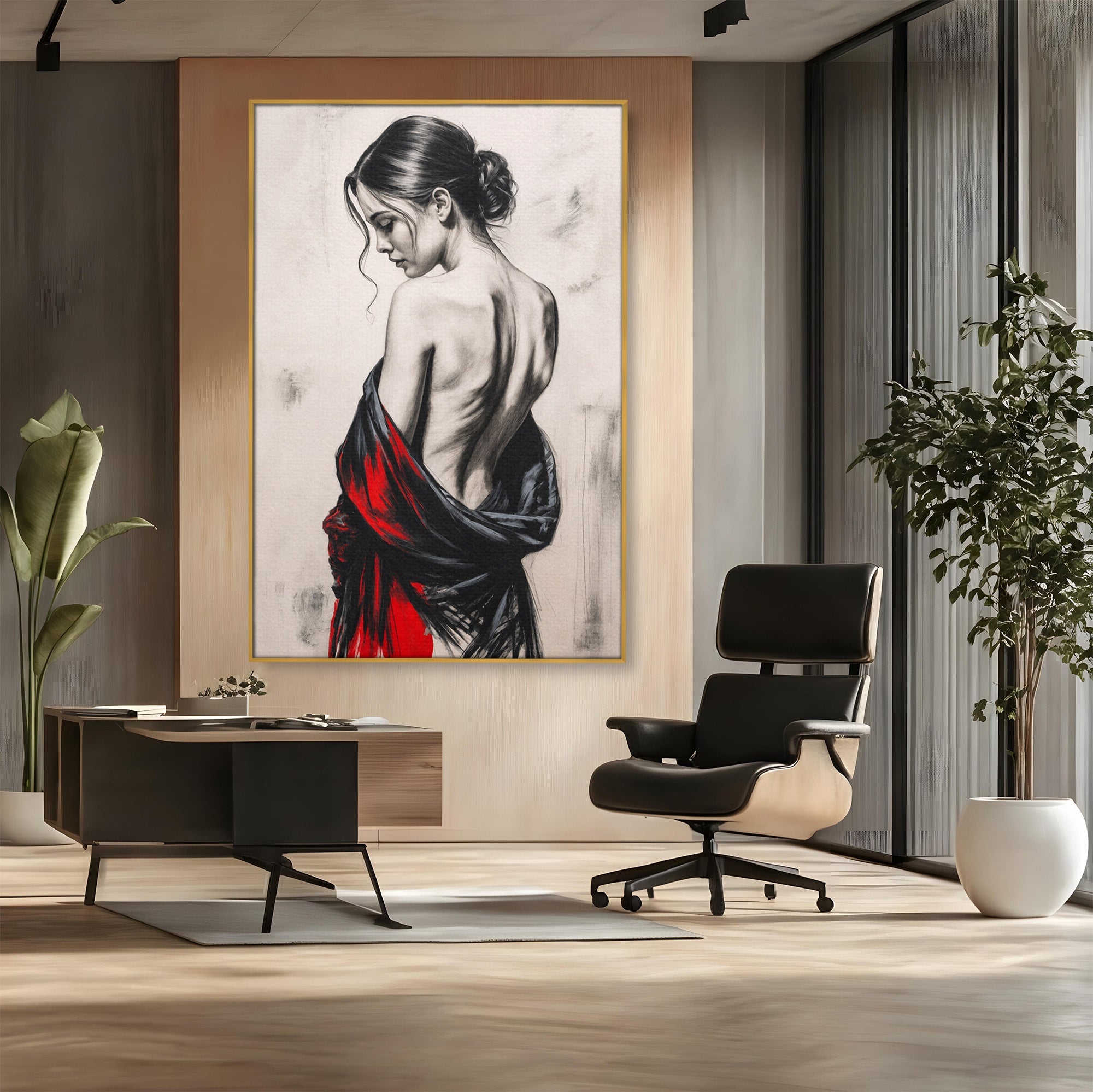 Tablou Canvas Premium LuxCanva® G1268, Femeie In Sfumato, Femeie, Portret, Sfumato, Eleganta, Dormitor, Culori Vibrante