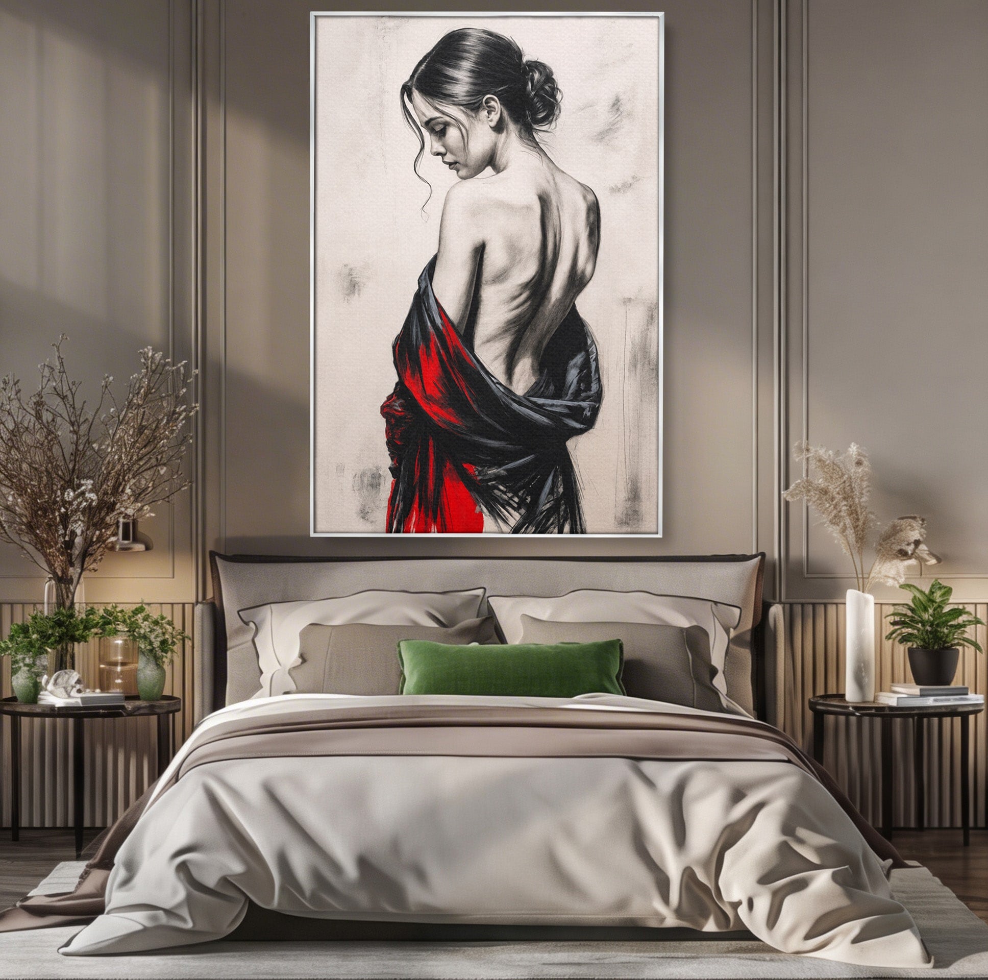 Tablou Canvas Premium LuxCanva® G1268, Femeie In Sfumato, Femeie, Portret, Sfumato, Eleganta, Dormitor, Culori Vibrante
