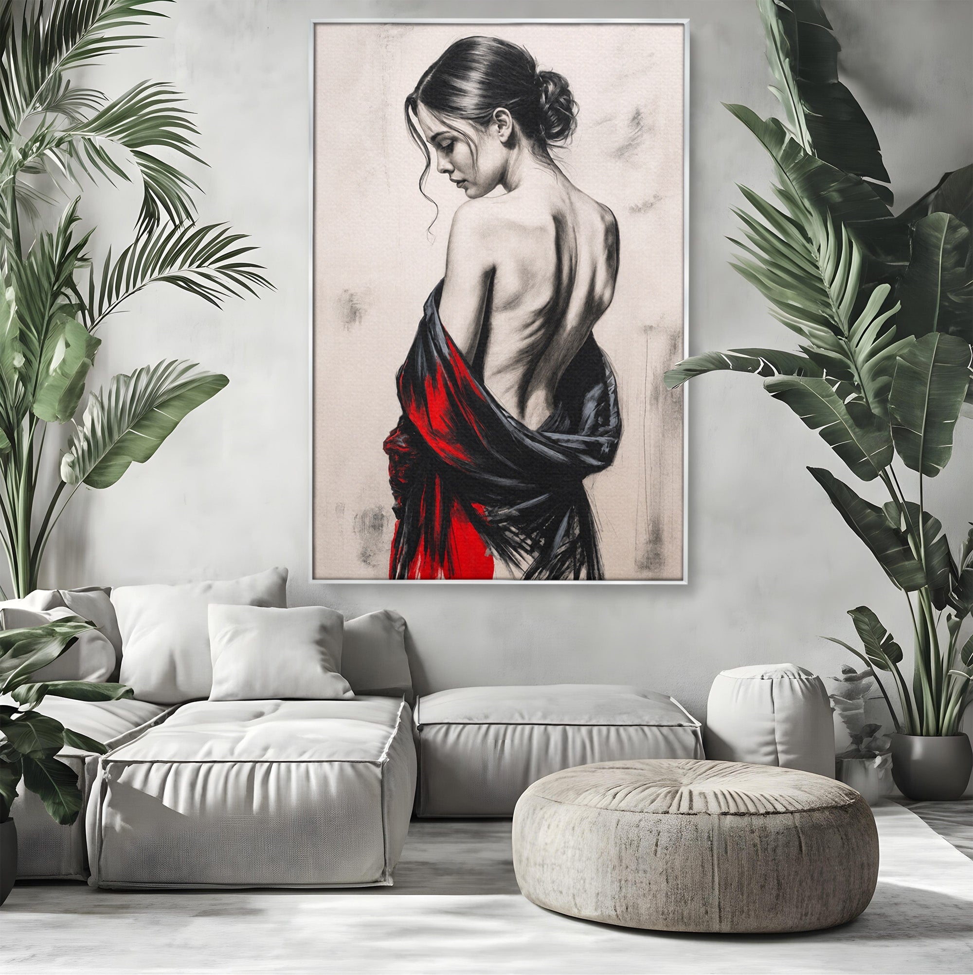 Tablou Canvas Premium LuxCanva® G1268, Femeie In Sfumato, Femeie, Portret, Sfumato, Eleganta, Dormitor, Culori Vibrante