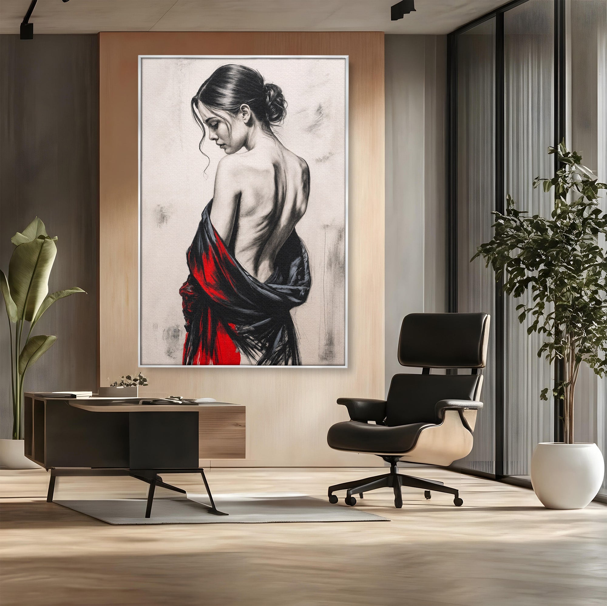 Tablou Canvas Premium LuxCanva® G1268, Femeie In Sfumato, Femeie, Portret, Sfumato, Eleganta, Dormitor, Culori Vibrante