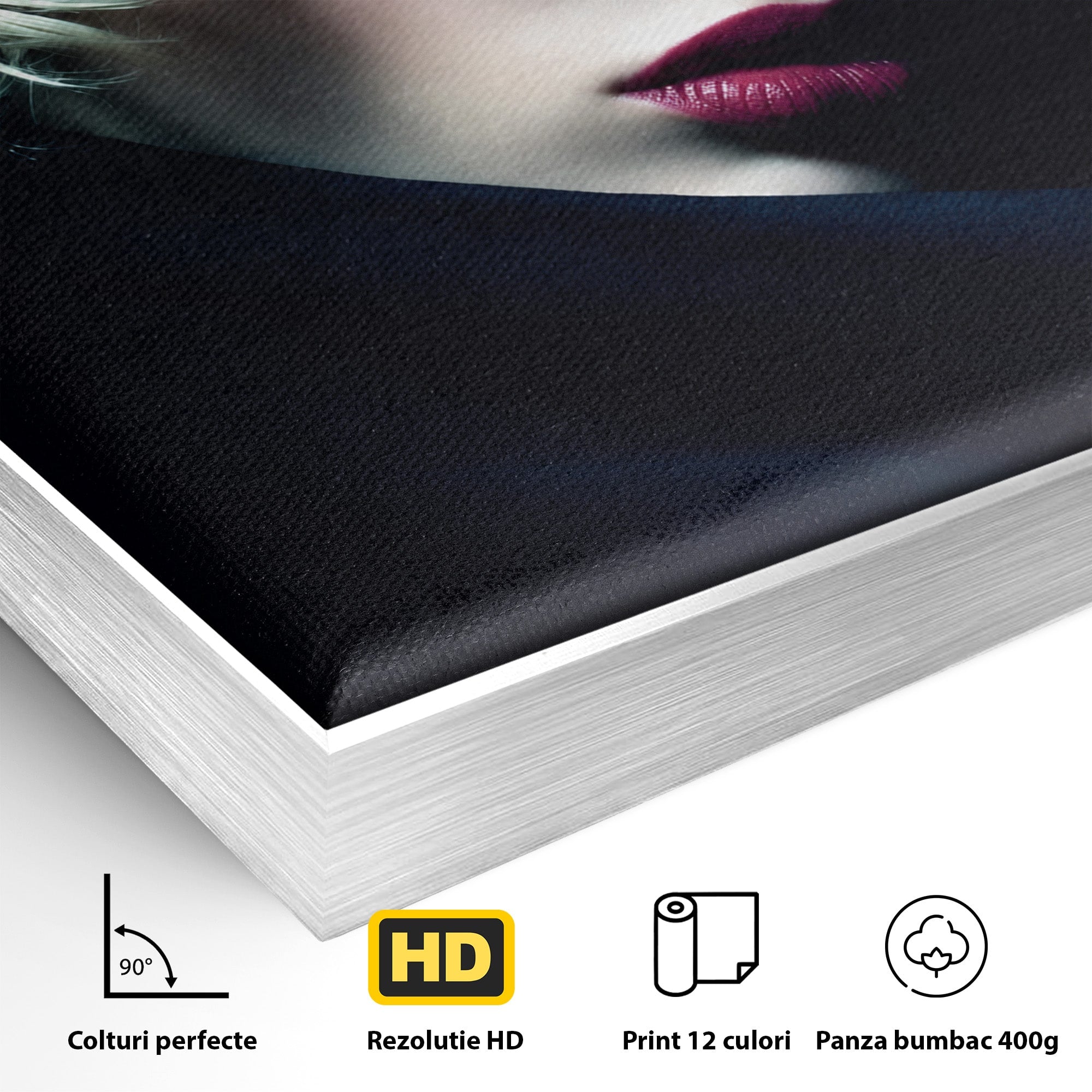 Tablou Canvas Premium LuxCanva® G1271, Misterioasa Doamna In Palarie, Portret, Palarie, Mister, Eleganta, Dormitor, Culori Vibrante