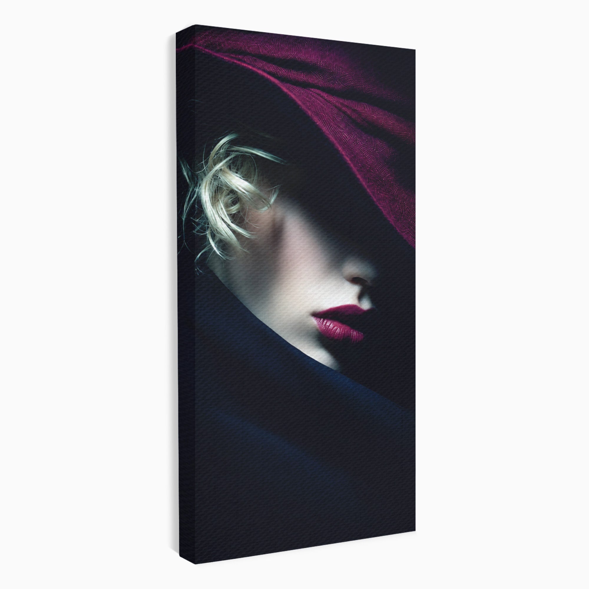 Tablou Canvas Premium LuxCanva® G1271, Misterioasa Doamna In Palarie, Portret, Palarie, Mister, Eleganta, Dormitor, Culori Vibrante