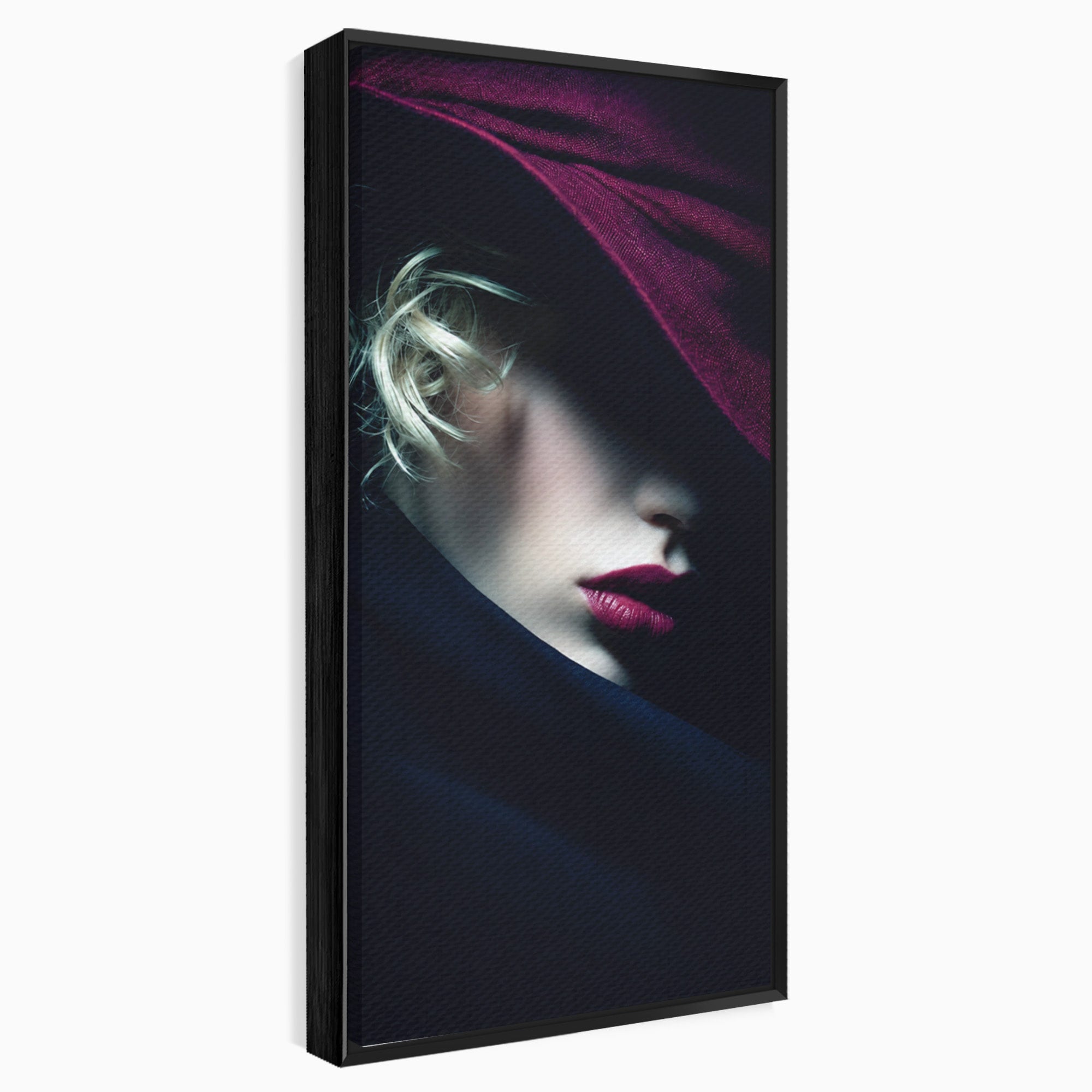 Tablou Canvas Premium LuxCanva® G1271, Misterioasa Doamna In Palarie, Portret, Palarie, Mister, Eleganta, Dormitor, Culori Vibrante
