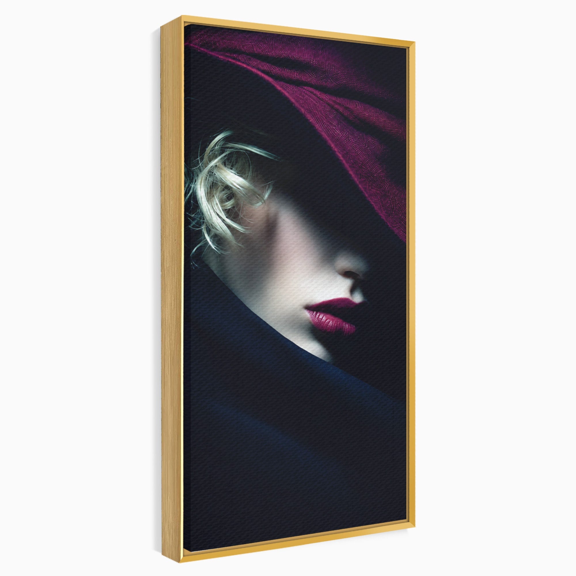 Tablou Canvas Premium LuxCanva® G1271, Misterioasa Doamna In Palarie, Portret, Palarie, Mister, Eleganta, Dormitor, Culori Vibrante