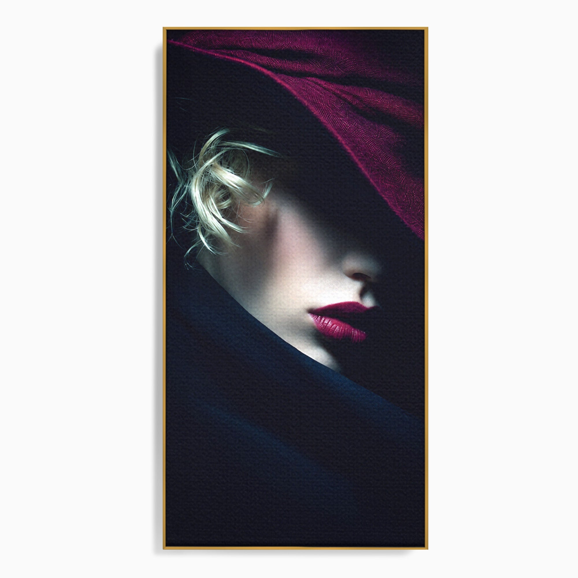 Tablou Canvas Premium LuxCanva® G1271, Misterioasa Doamna In Palarie, Portret, Palarie, Mister, Eleganta, Dormitor, Culori Vibrante