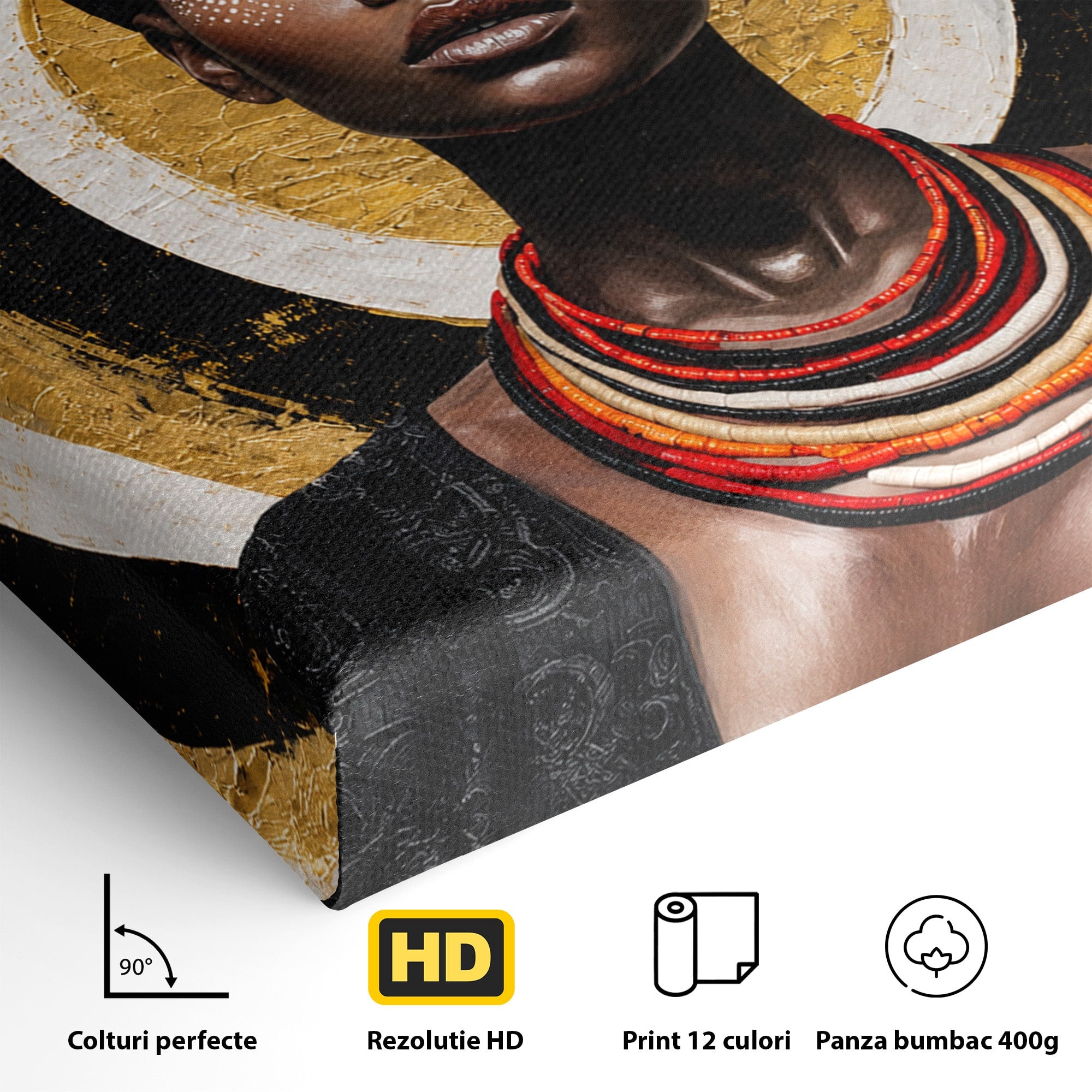 Tablou Canvas Premium LuxCanva® G1273, Regina Africana, Portret, Cultura, Eleganta, Arta, Living, Culori Vibrante