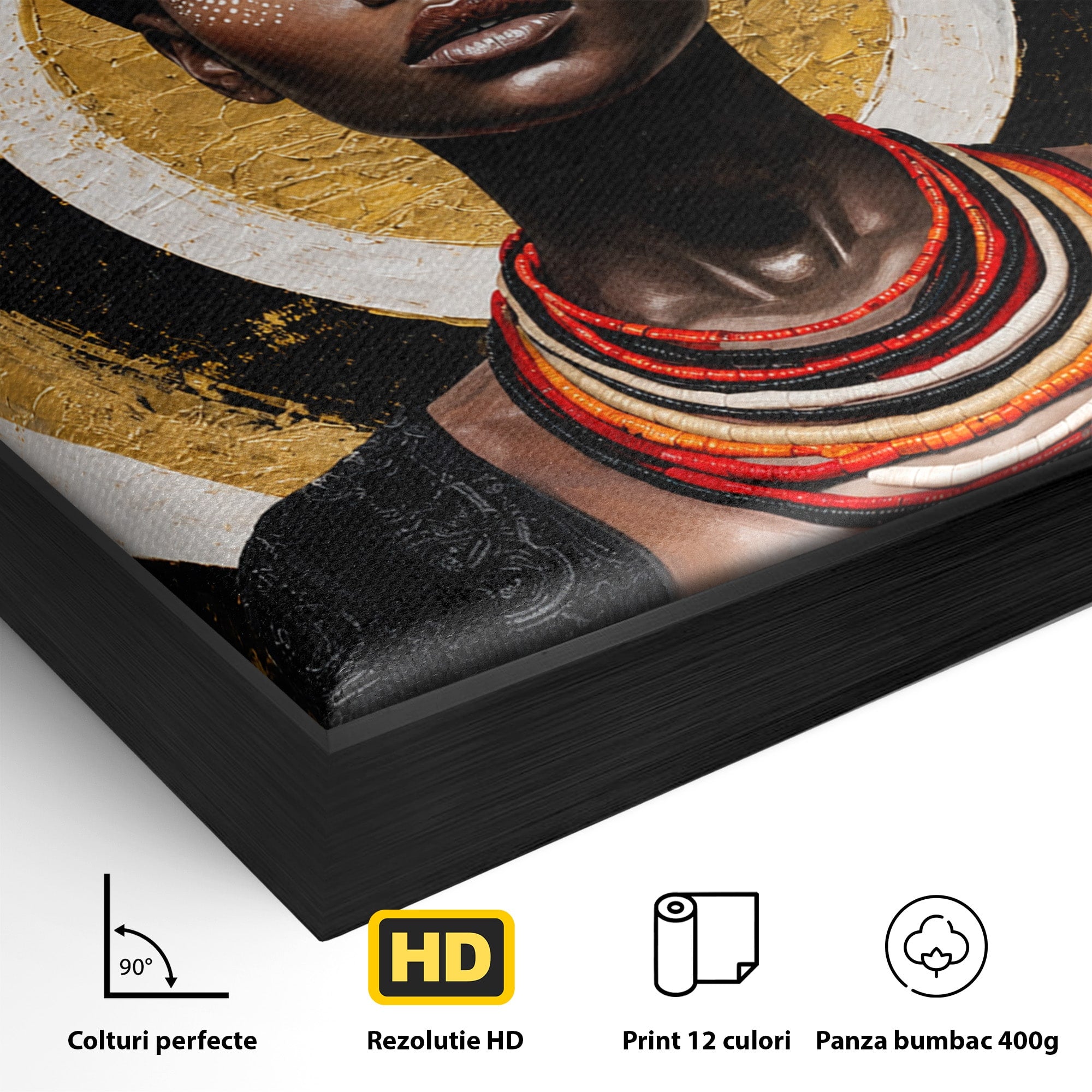 Tablou Canvas Premium LuxCanva® G1273, Regina Africana, Portret, Cultura, Eleganta, Arta, Living, Culori Vibrante