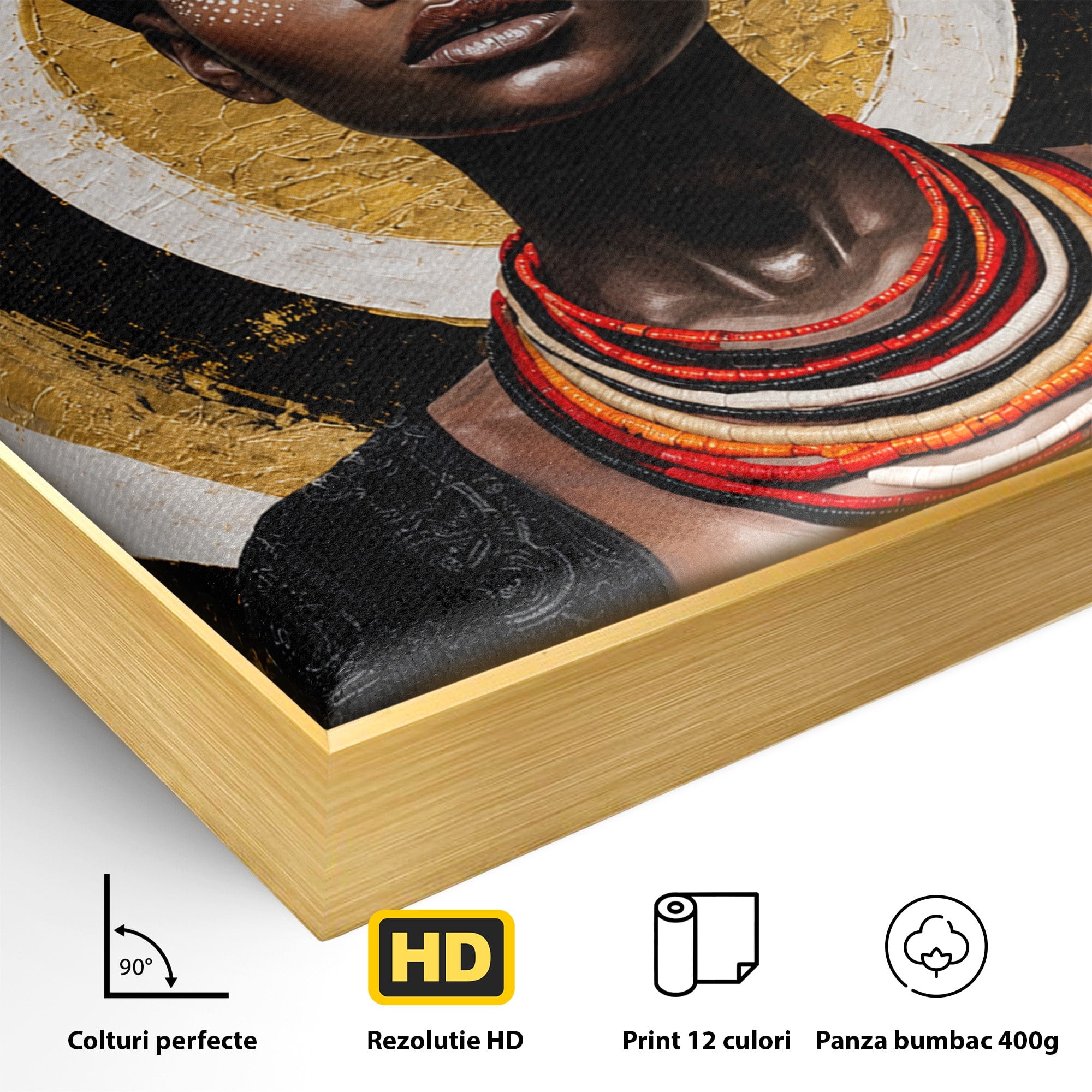 Tablou Canvas Premium LuxCanva® G1273, Regina Africana, Portret, Cultura, Eleganta, Arta, Living, Culori Vibrante
