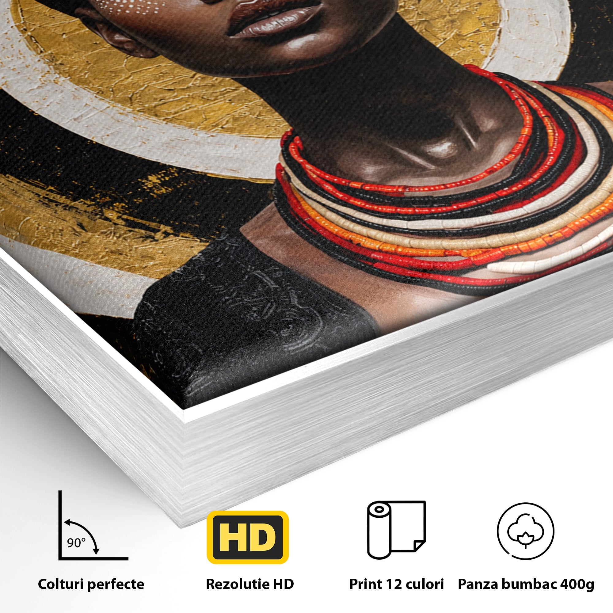 Tablou Canvas Premium LuxCanva® G1273, Regina Africana, Portret, Cultura, Eleganta, Arta, Living, Culori Vibrante
