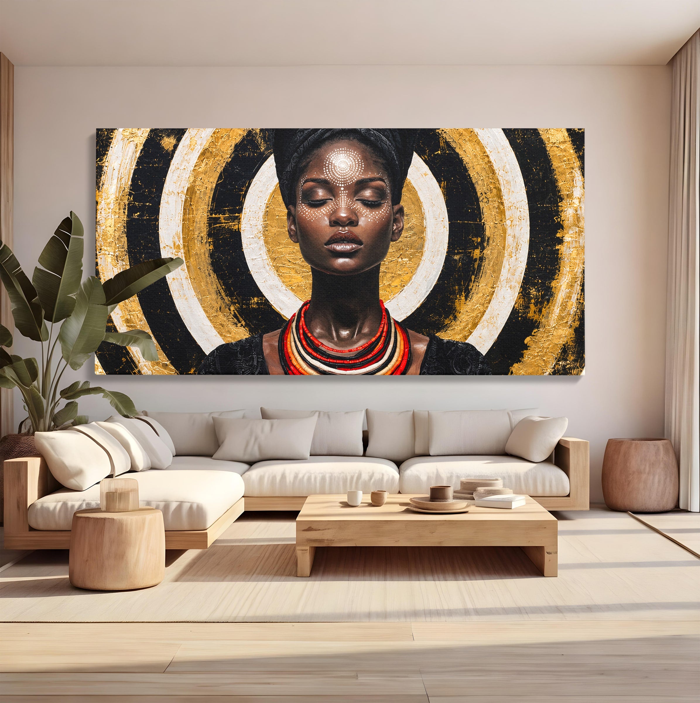 Tablou Canvas Premium LuxCanva® G1273, Regina Africana, Portret, Cultura, Eleganta, Arta, Living, Culori Vibrante
