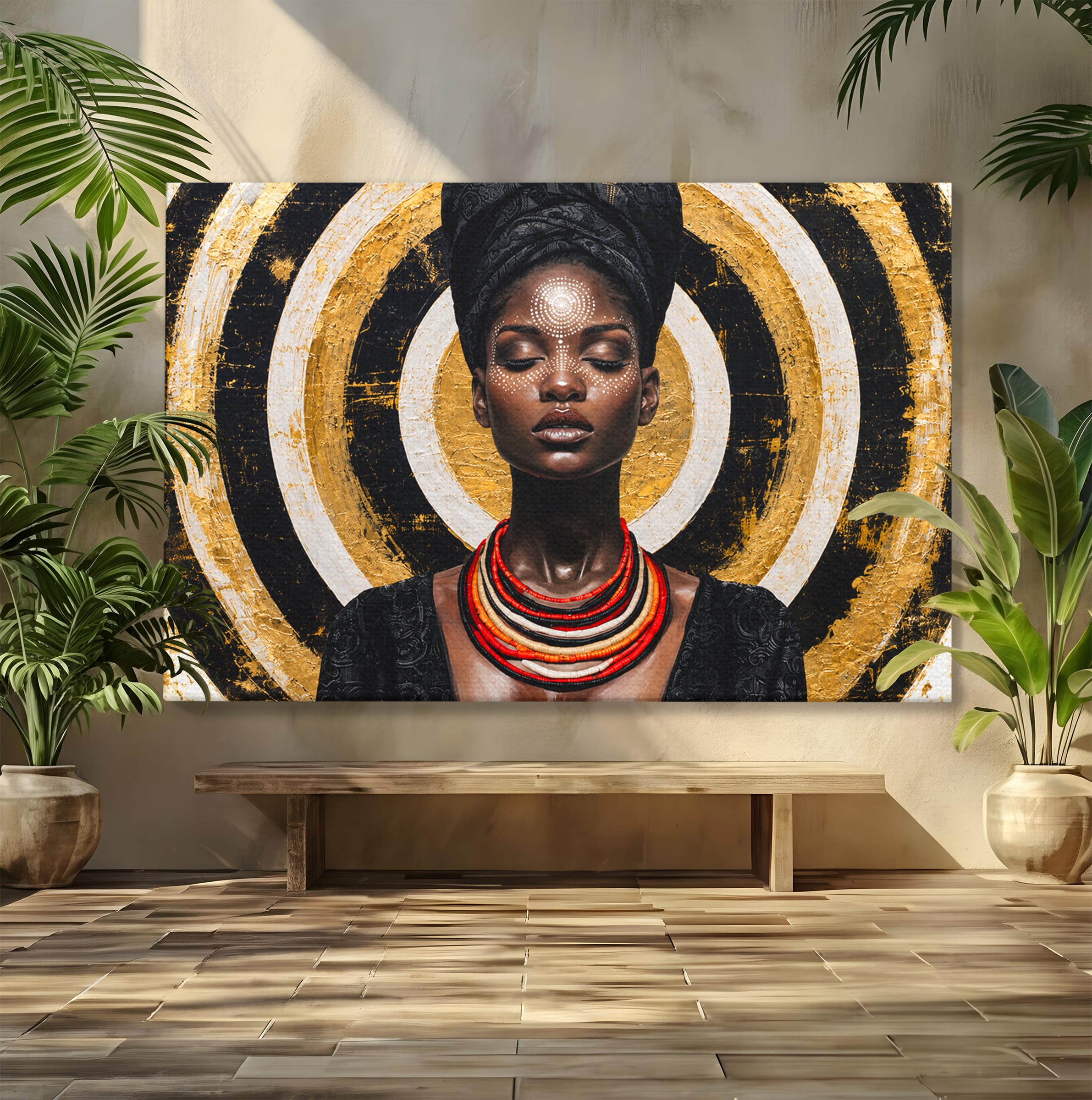 Tablou Canvas Premium LuxCanva® G1273, Regina Africana, Portret, Cultura, Eleganta, Arta, Living, Culori Vibrante