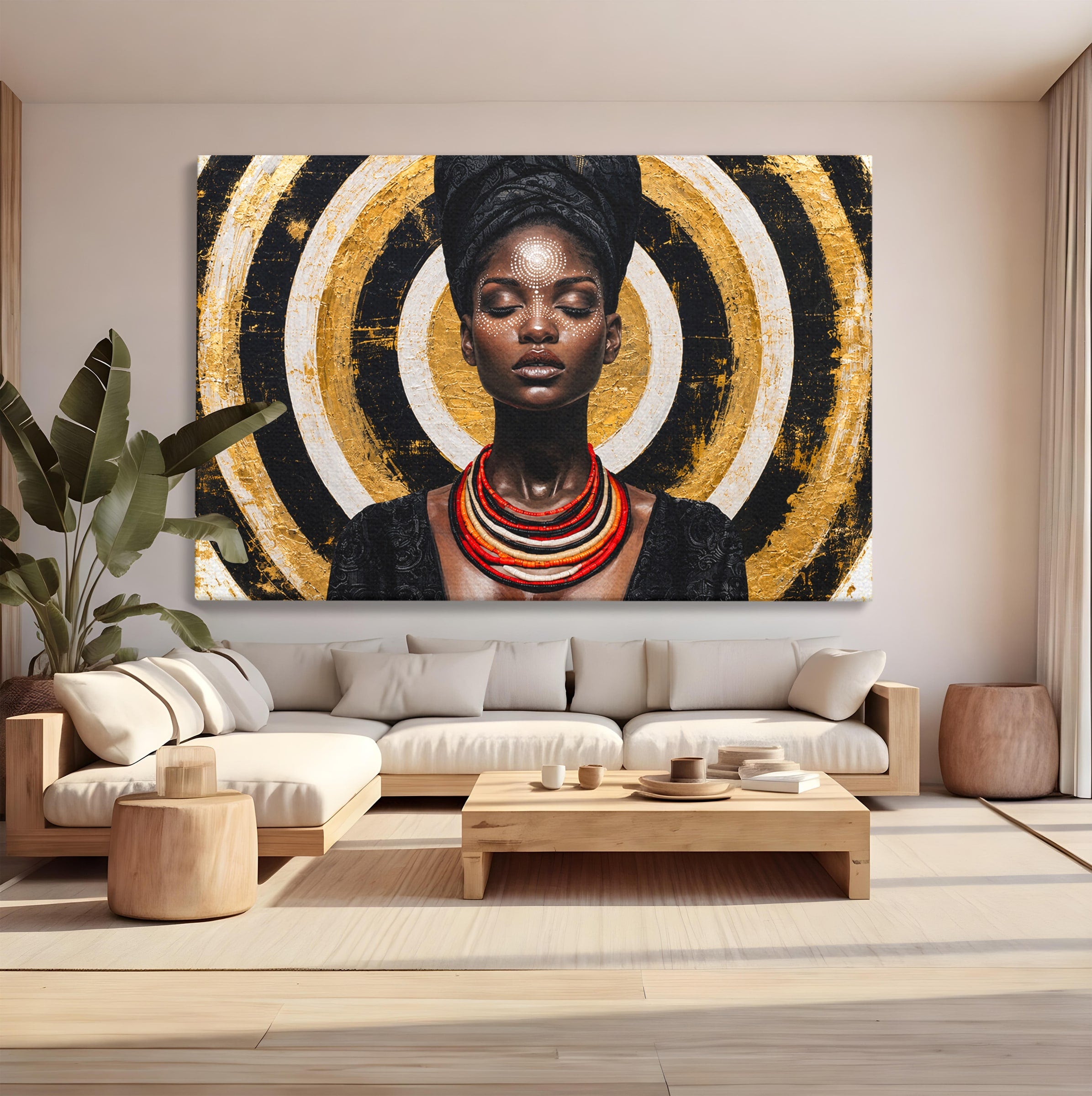Tablou Canvas Premium LuxCanva® G1273, Regina Africana, Portret, Cultura, Eleganta, Arta, Living, Culori Vibrante