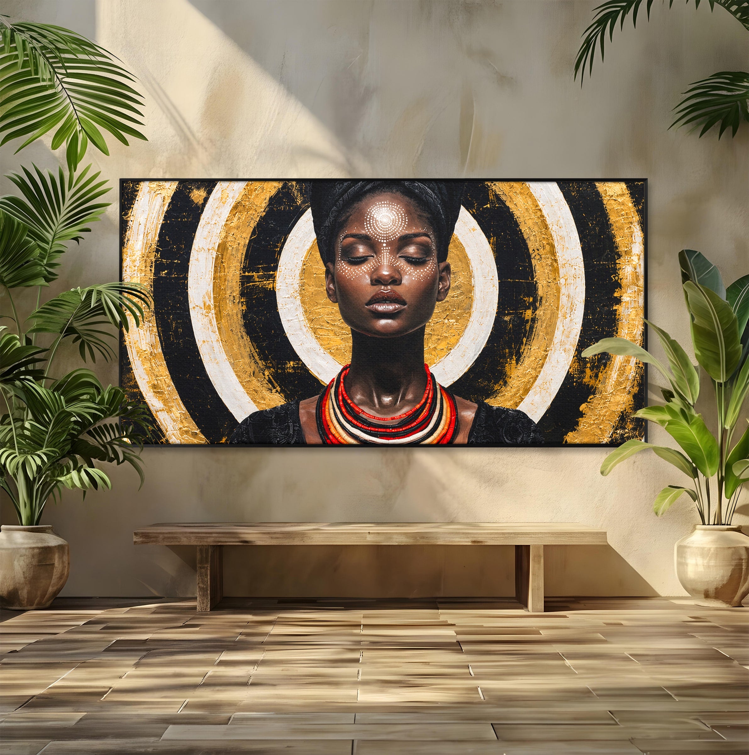 Tablou Canvas Premium LuxCanva® G1273, Regina Africana, Portret, Cultura, Eleganta, Arta, Living, Culori Vibrante
