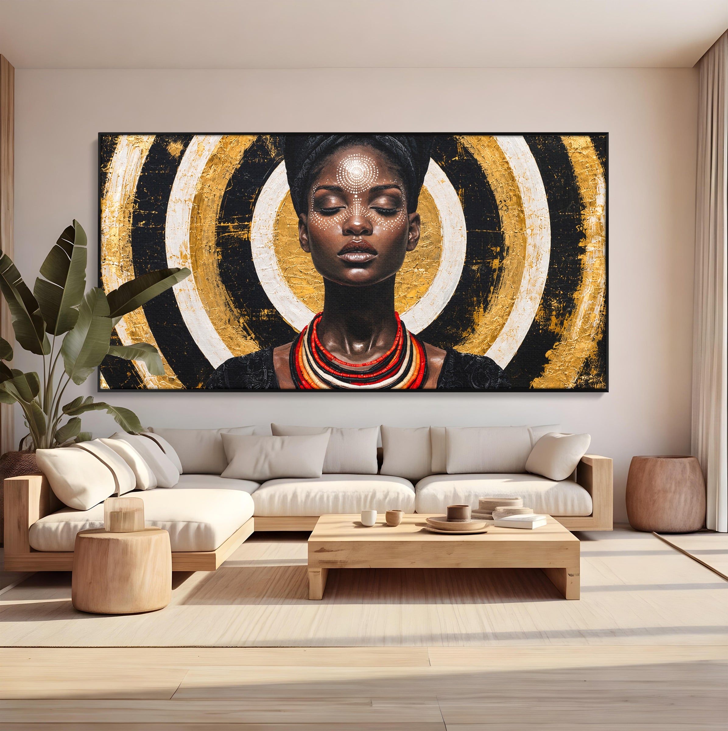 Tablou Canvas Premium LuxCanva® G1273, Regina Africana, Portret, Cultura, Eleganta, Arta, Living, Culori Vibrante