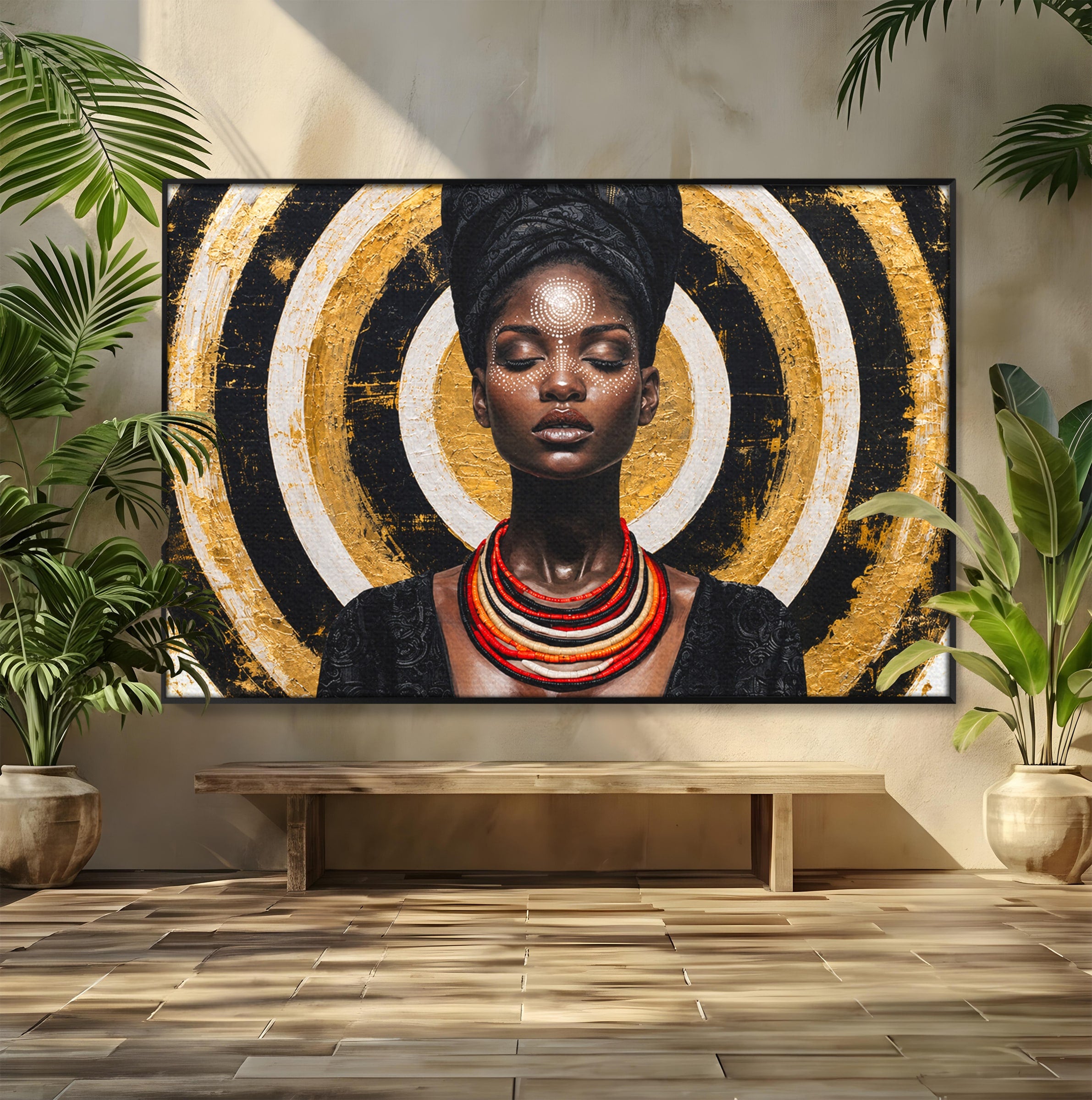 Tablou Canvas Premium LuxCanva® G1273, Regina Africana, Portret, Cultura, Eleganta, Arta, Living, Culori Vibrante